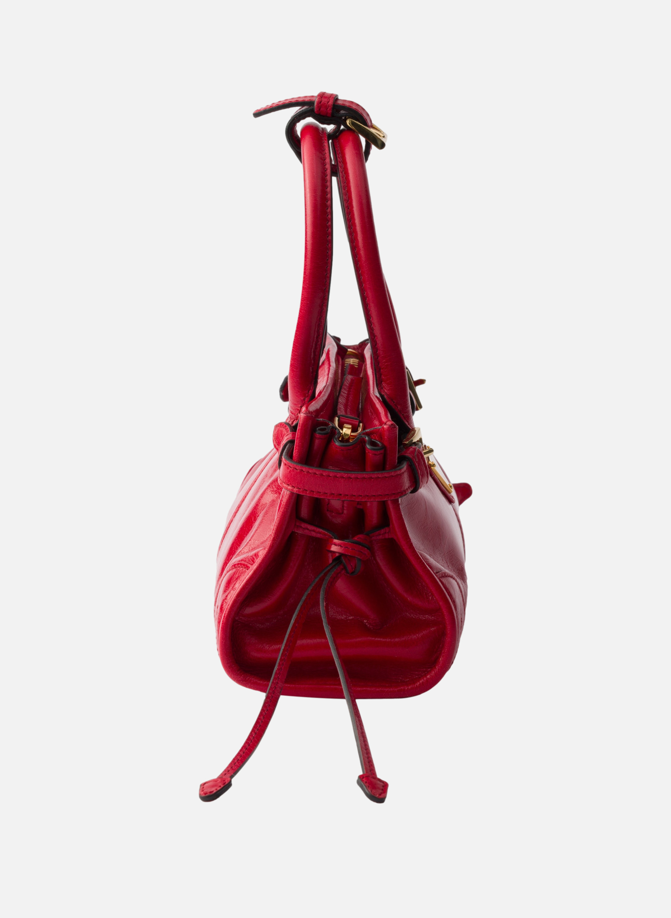 Mini sac à main prada bonnie en cuir PRADA Rouge