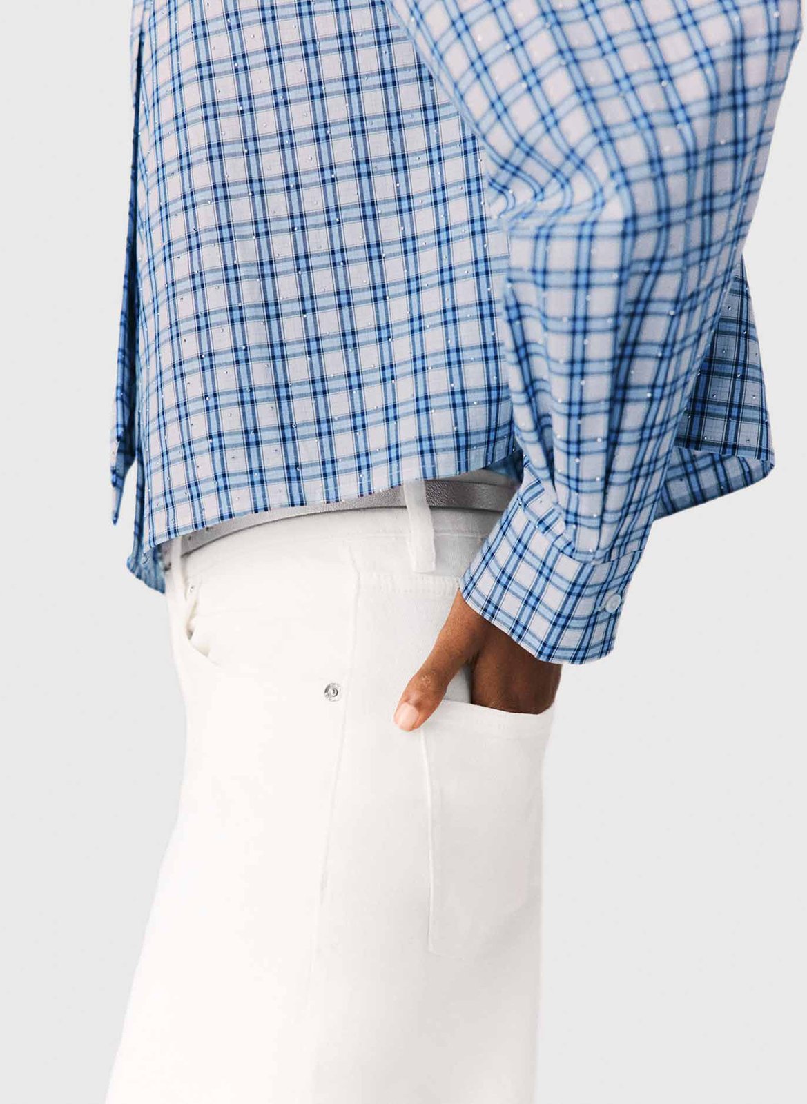 Chemise oversize courte en coton MAJE Bleu