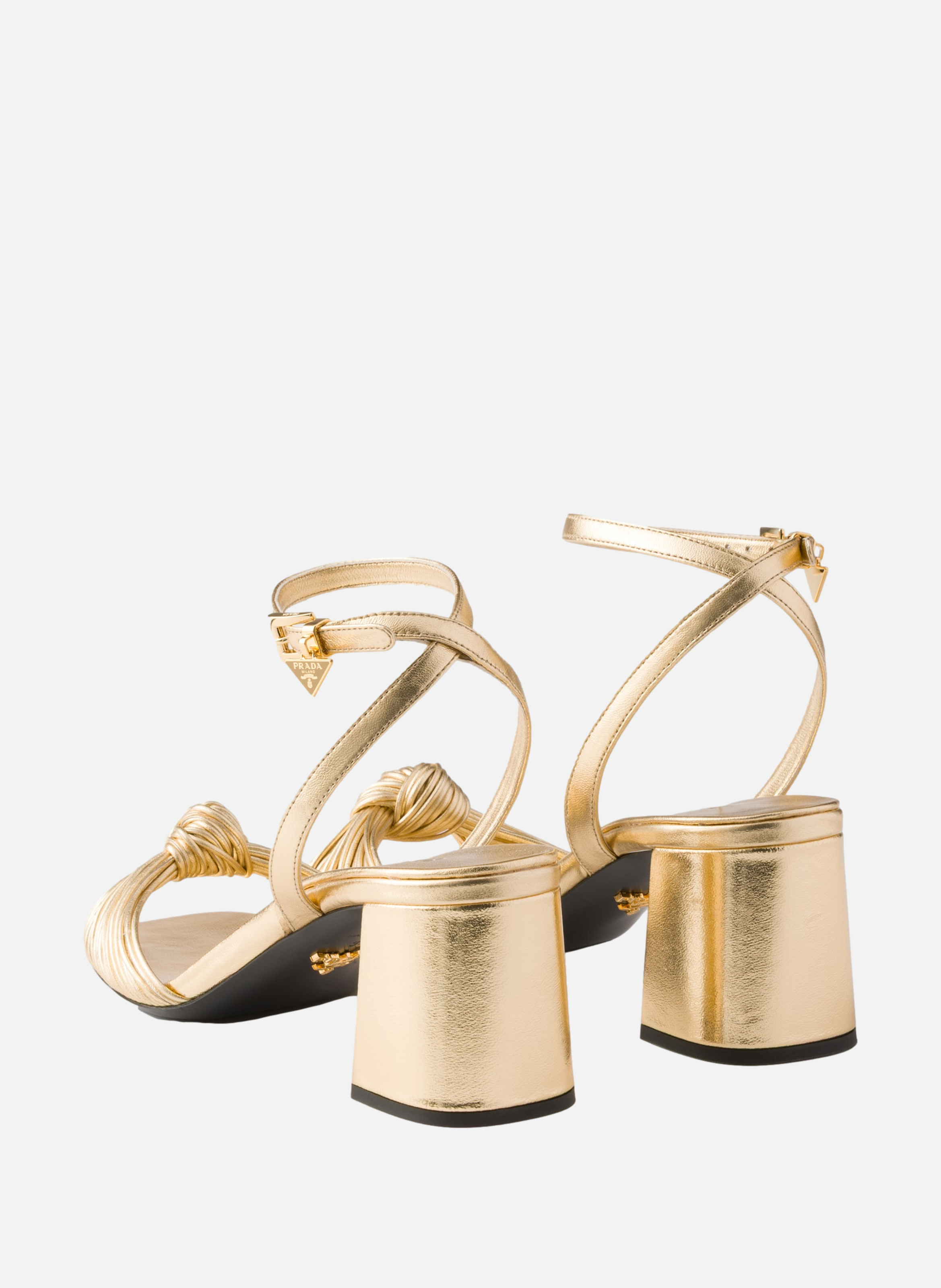 Sandales en cuir nappa mordoré PRADA Argent