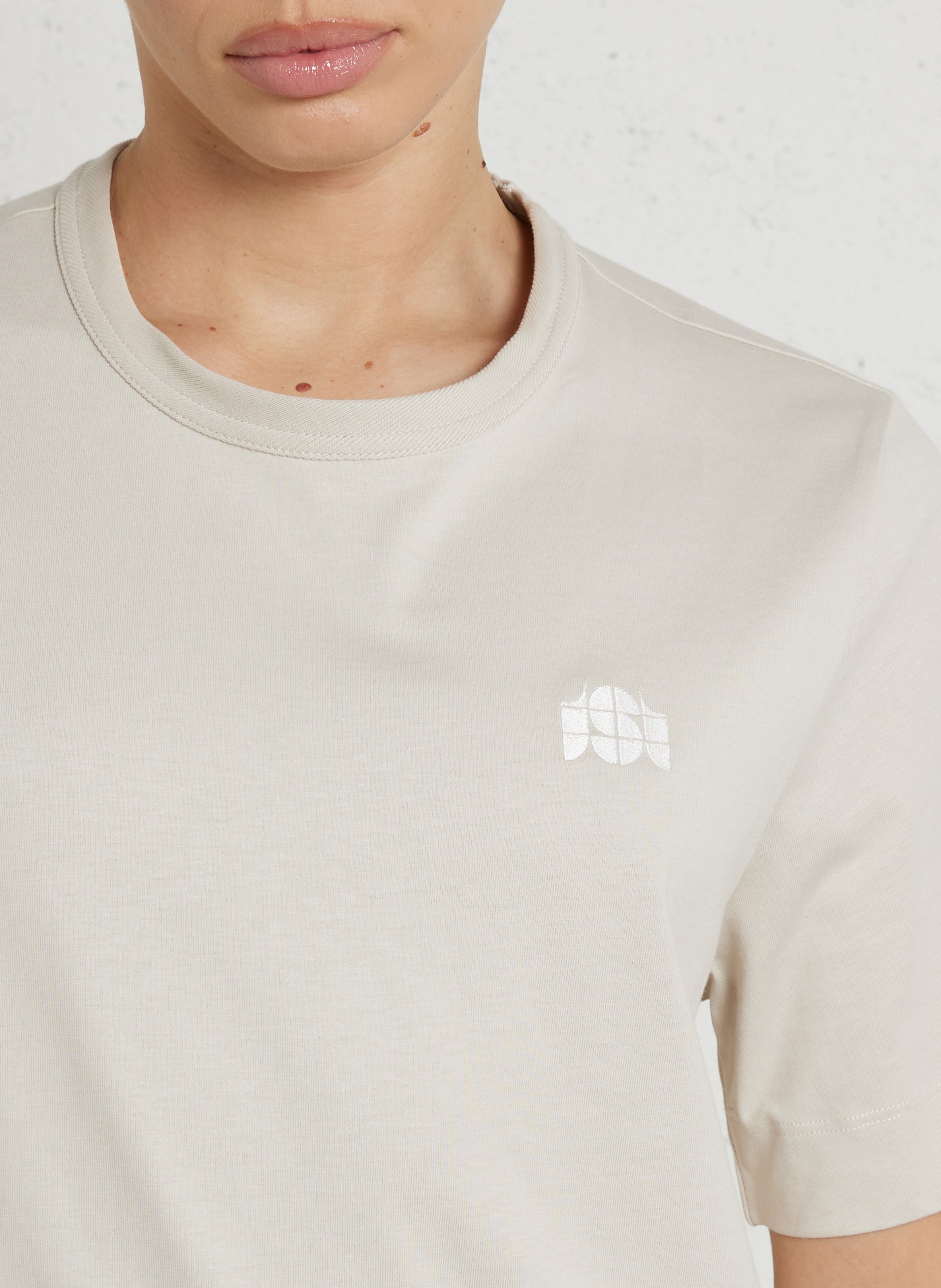 Tee-shirt col rond brodé en coton bio Eileen SOEUR Blanc