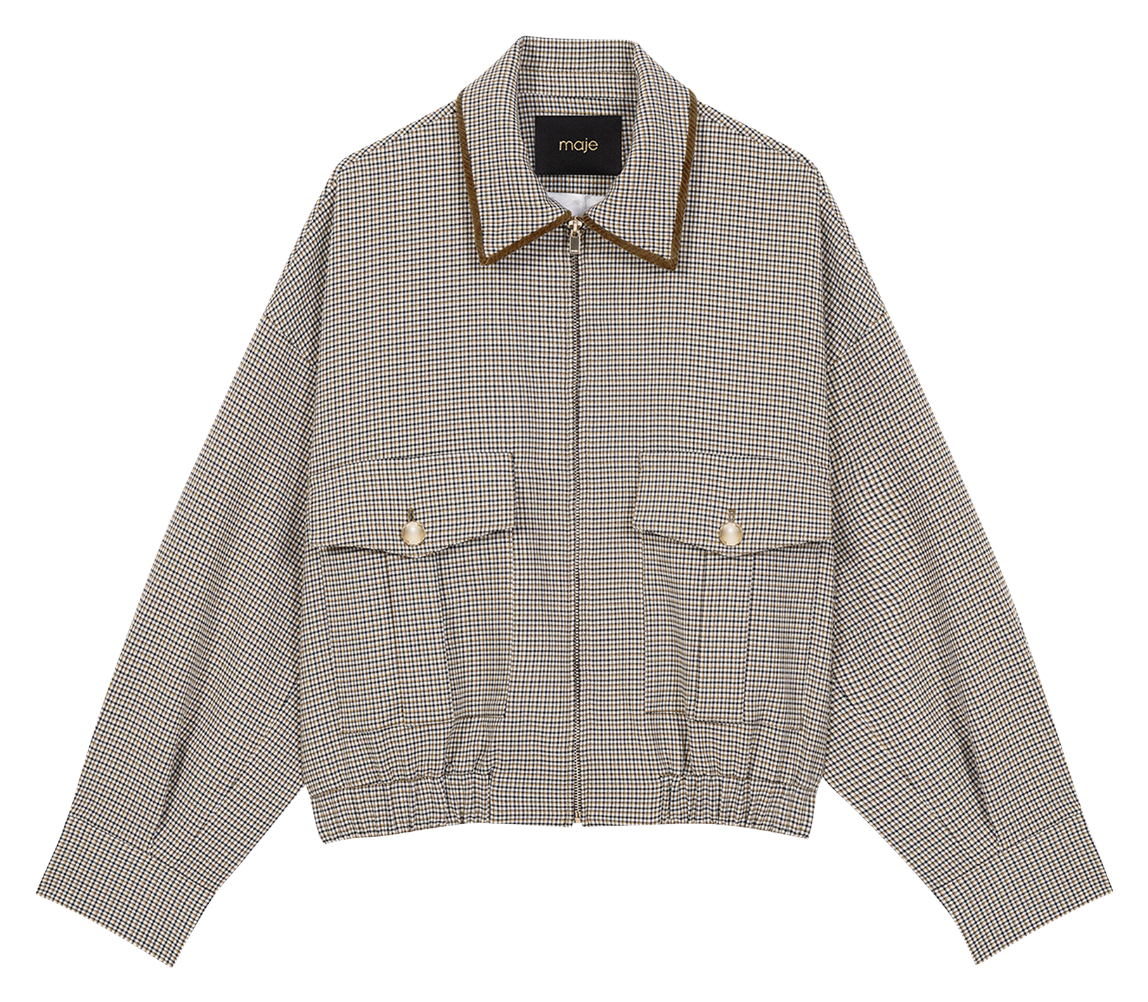 Veste droite col classique imprimée MAJE Marron