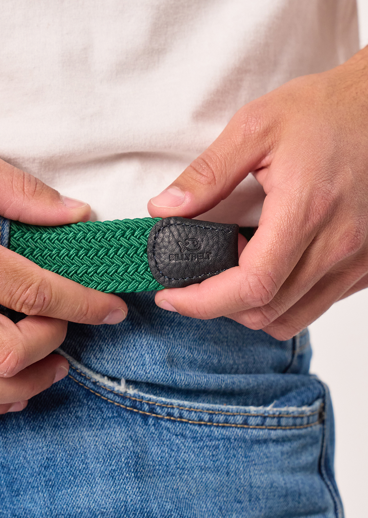 Ceinture tressée élastique unie BILLYBELT Vert