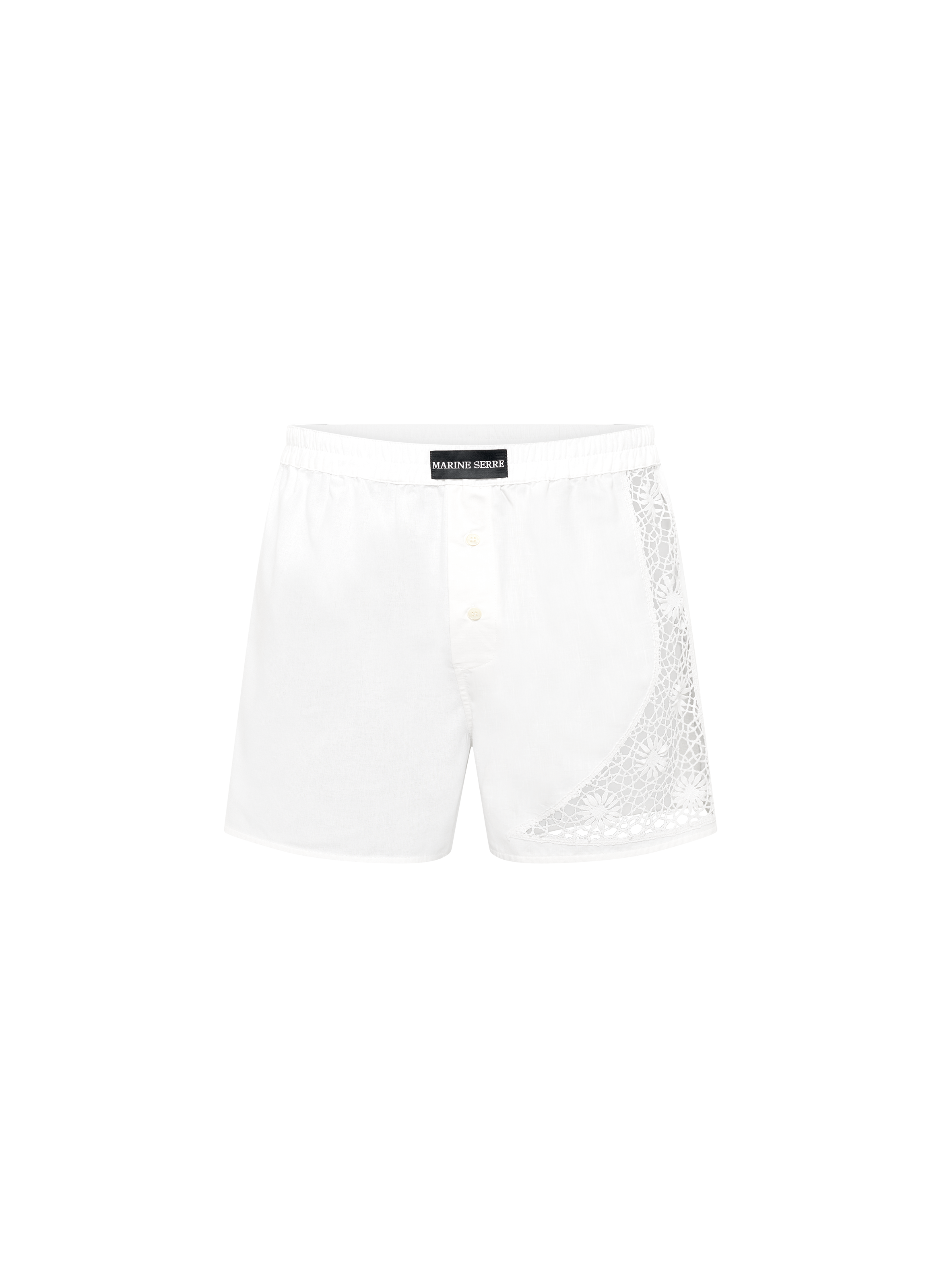 Short en upcyclé household linen unisexe MARINE SERRE Blanc