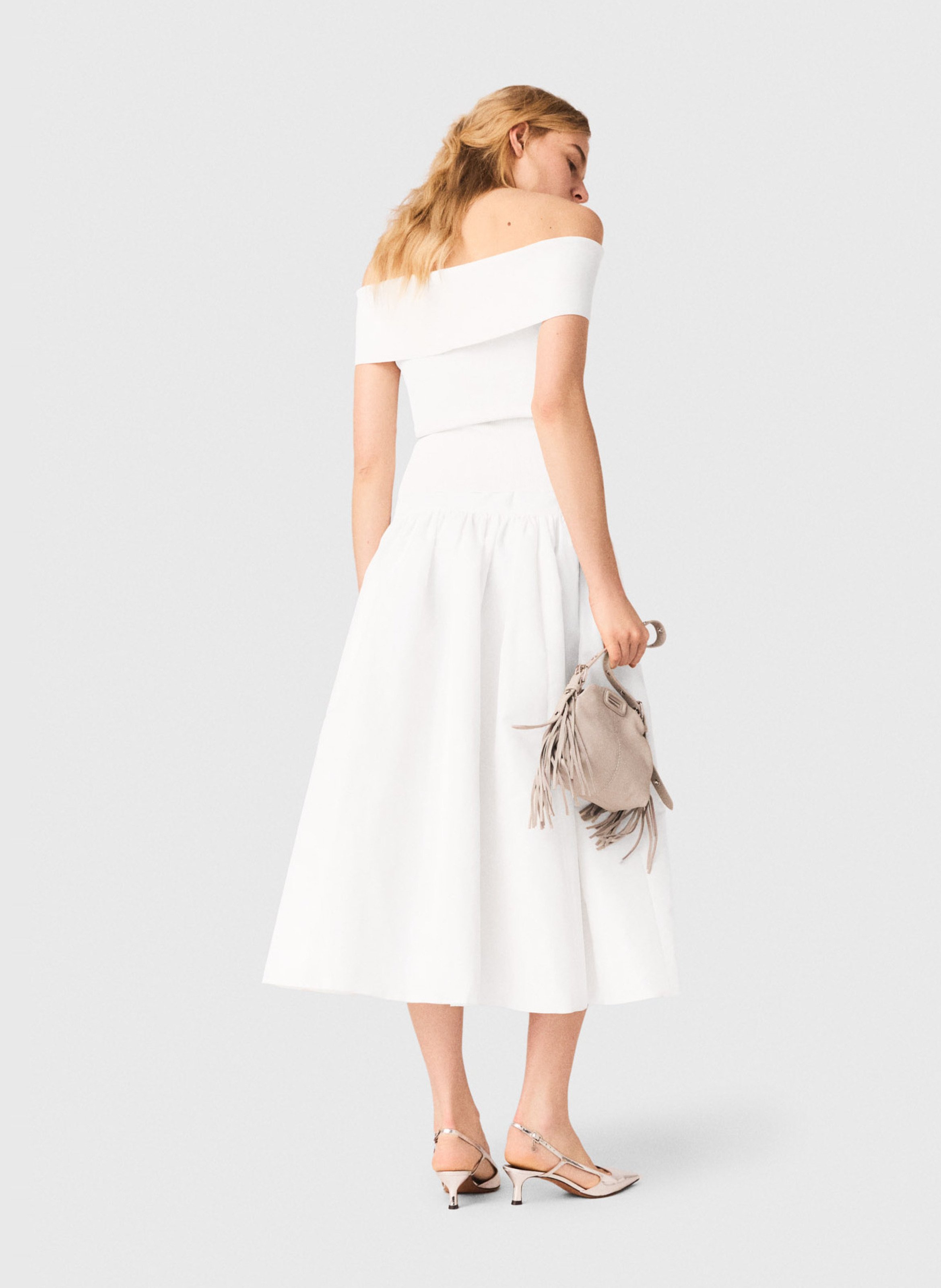 Top col bardot MAJE Blanc