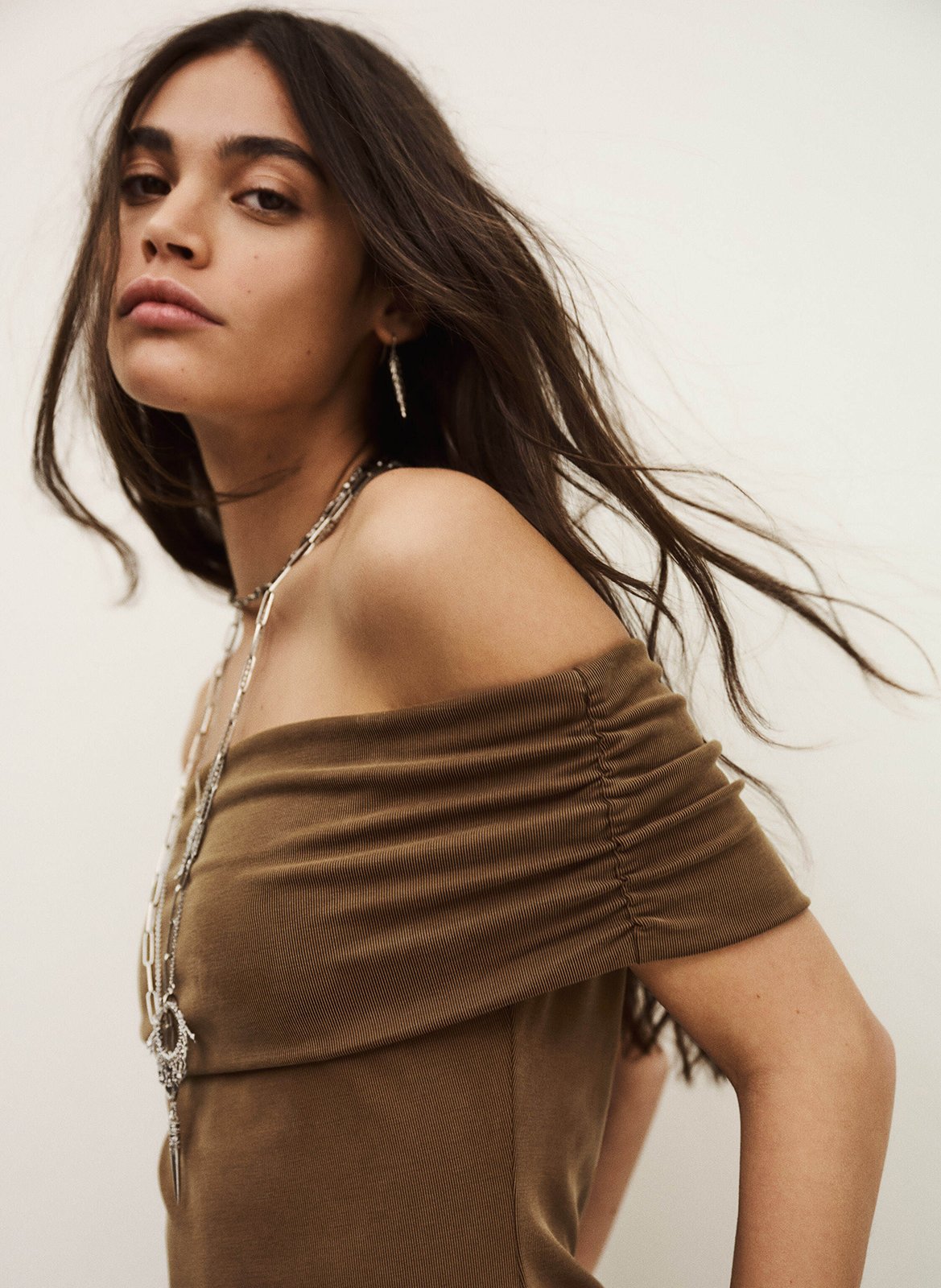 Tee-shirt col bardot bene BA&SH Marron