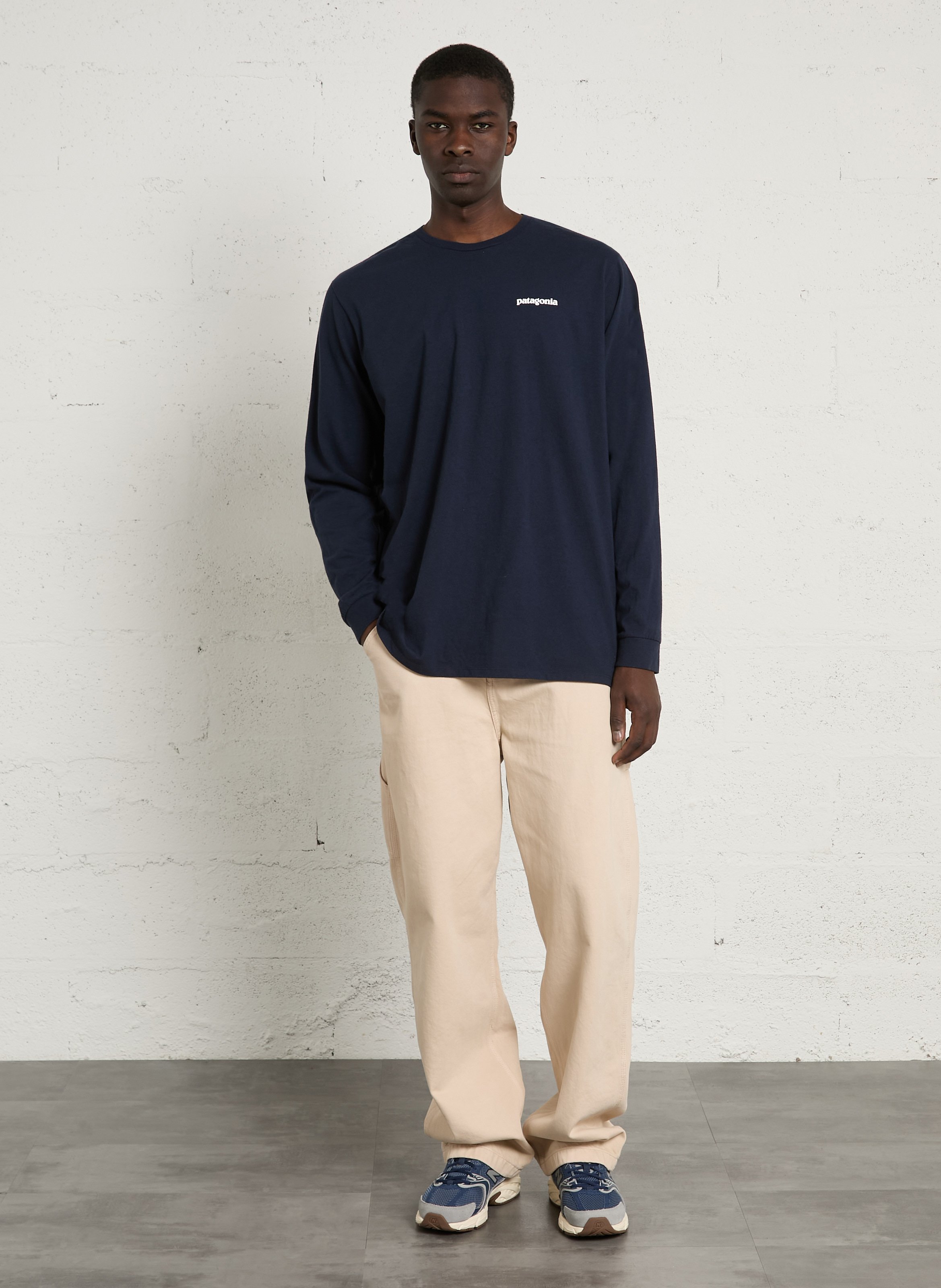 Tee-shirt col rond regular-fit sérigraphié en coton recyclé mélangé PATAGONIA Bleu