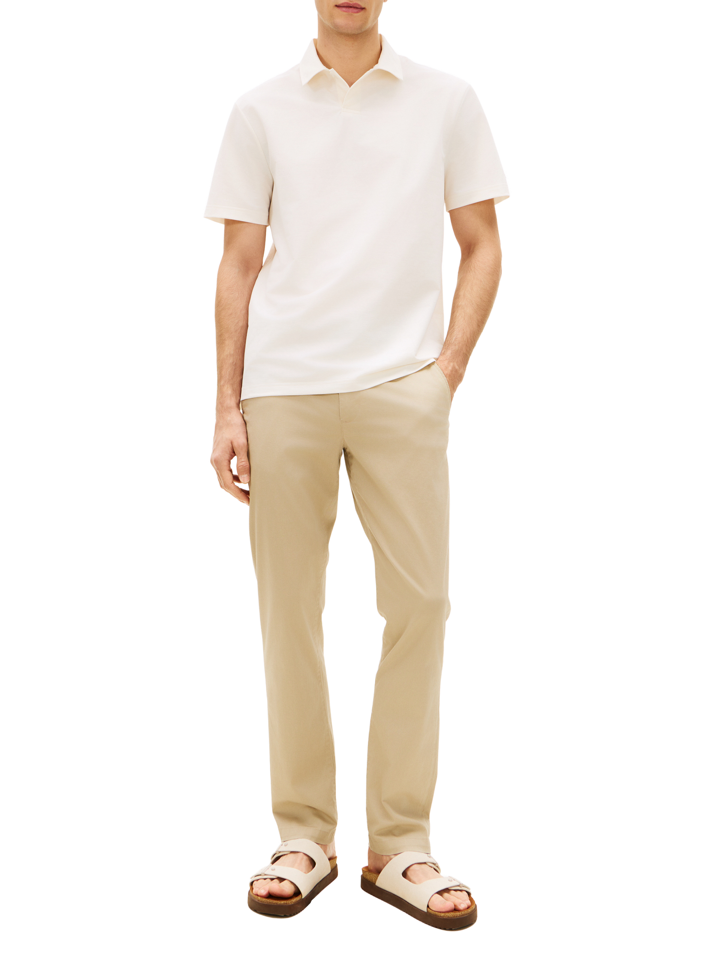 Pantalon coupe droite en coton TOMMY HILFIGER Beige
