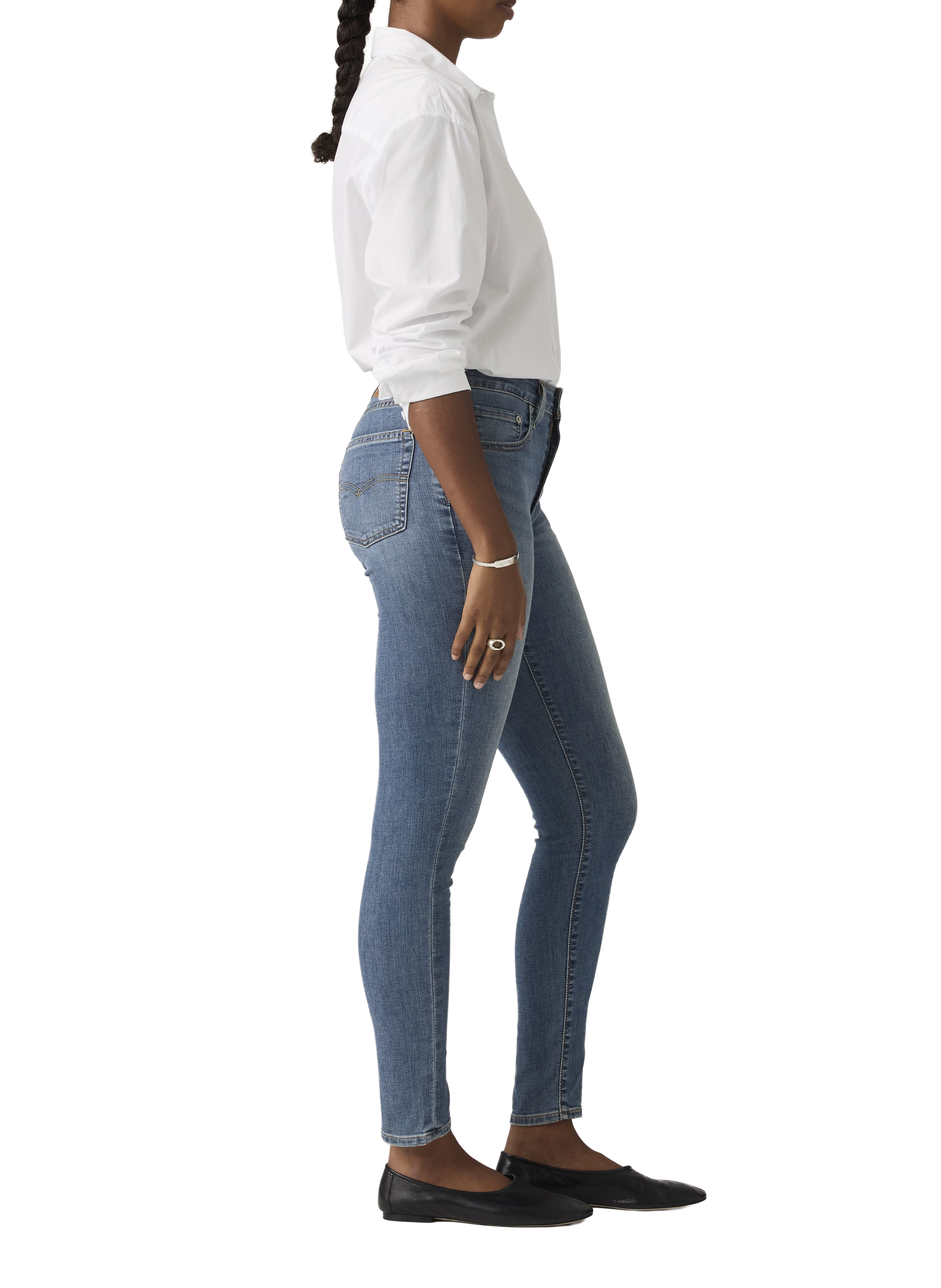 Jeans 721 high rise skinny en coton mélangé LEVI'S Bleu