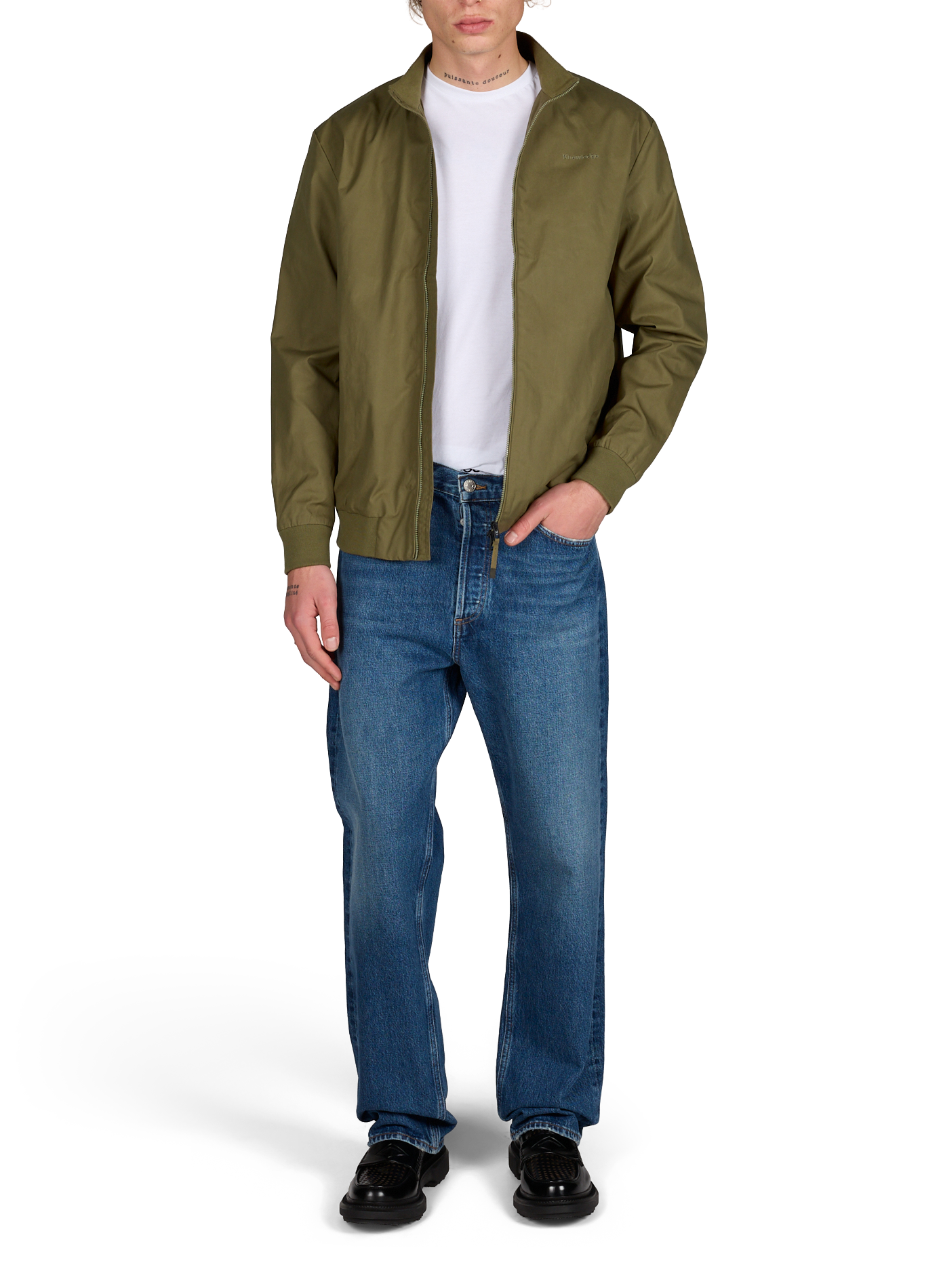High-neck cotton jacket KNOWLEDGE COTTON Khaki