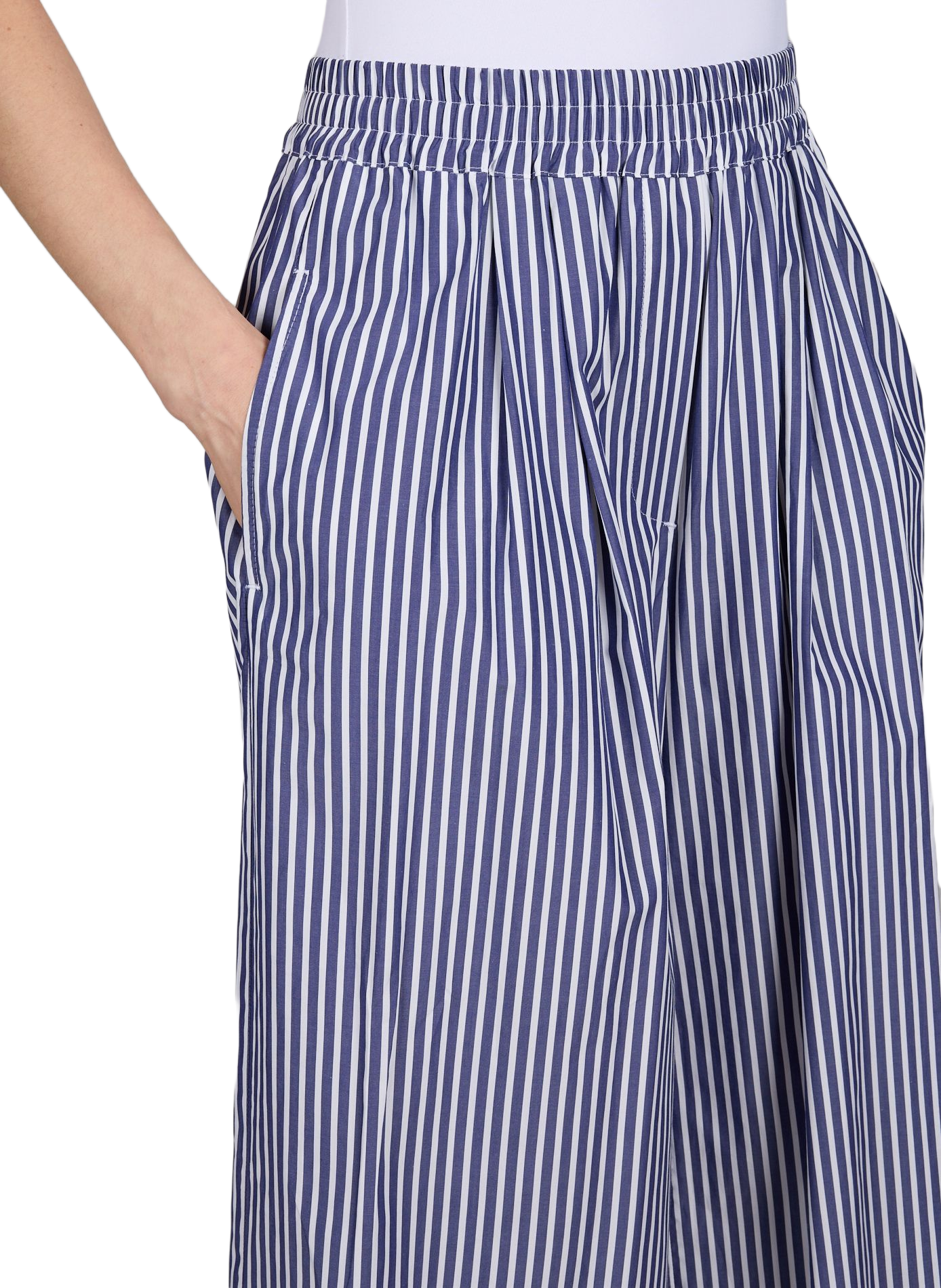 Pantalon ample à rayures en coton MAX MARA WEEK END Bleu