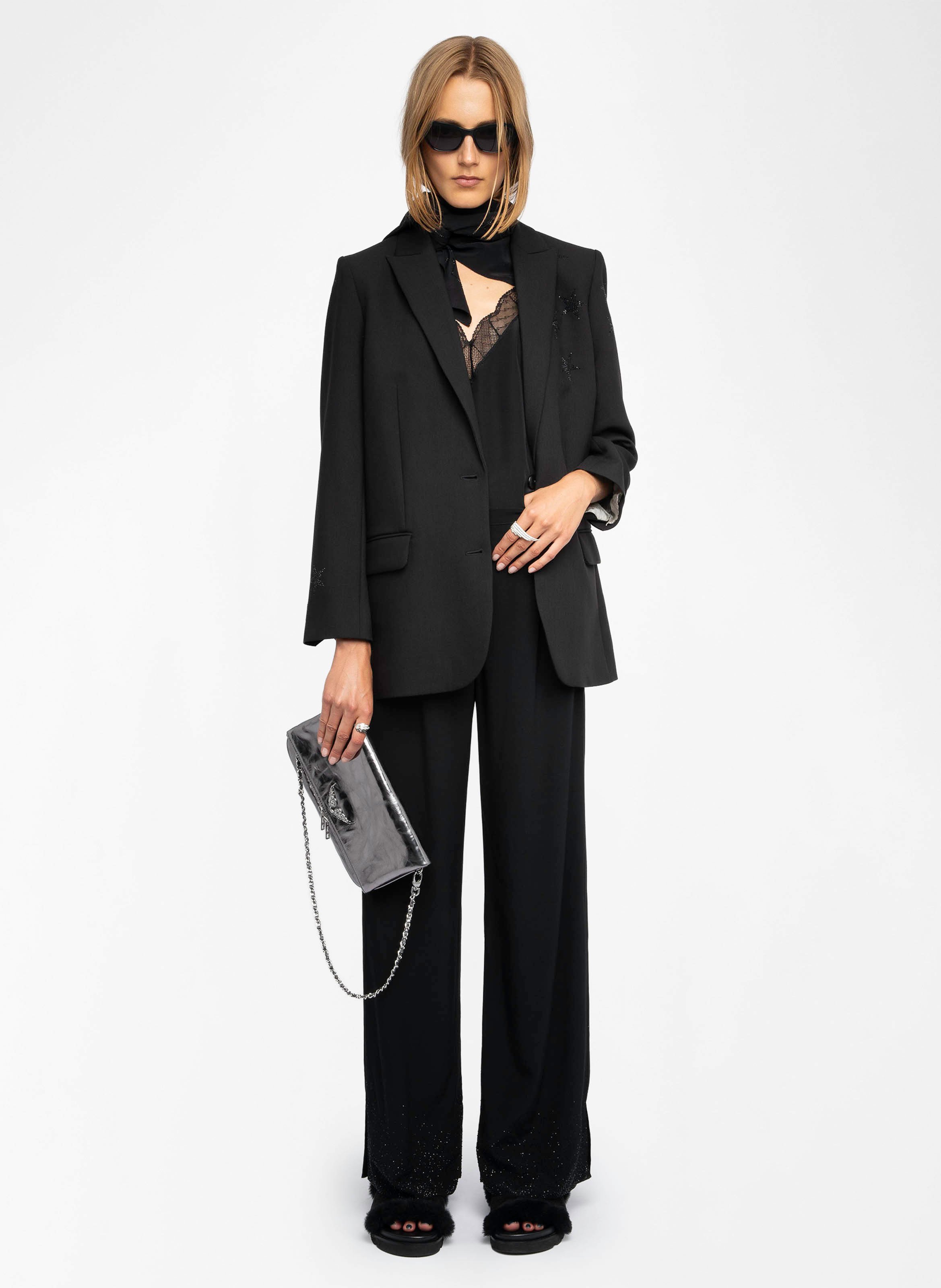 Pantalon large taille haute fluide papel ZADIG&VOLTAIRE Noir