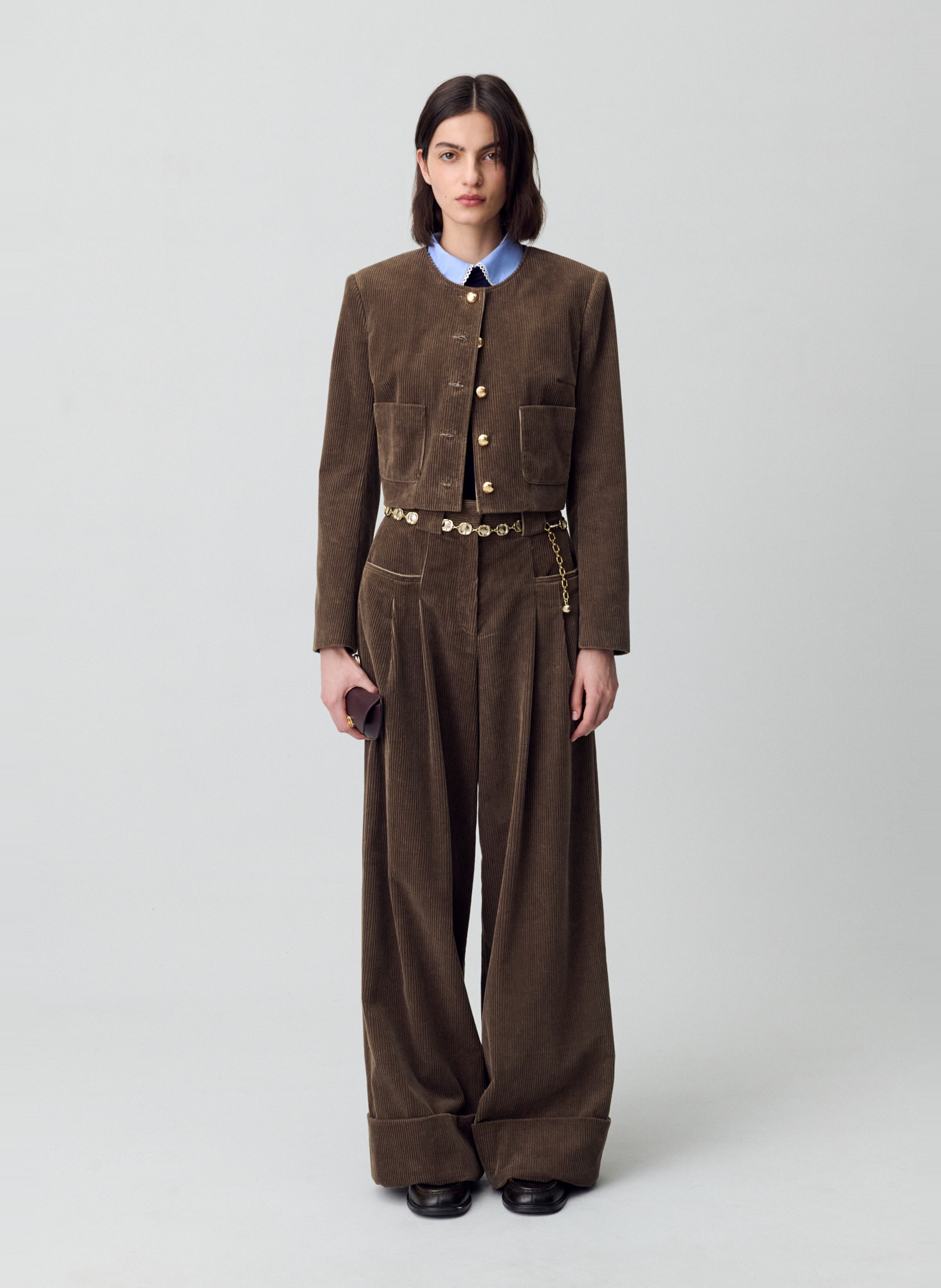 Pantalon large en coton mélangé peter CLAUDIE PIERLOT Marron