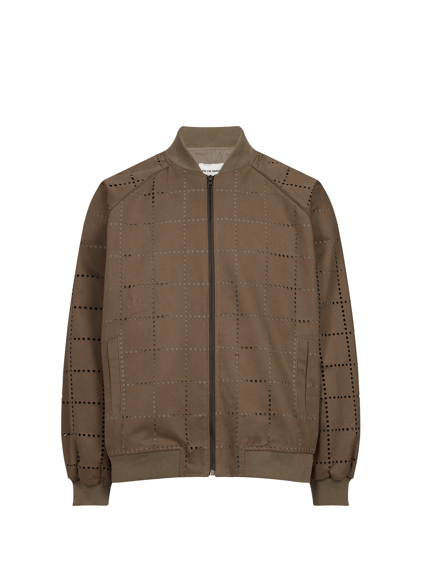 Cotton bomber jacket with holes PAS UNE MARQUE Brown