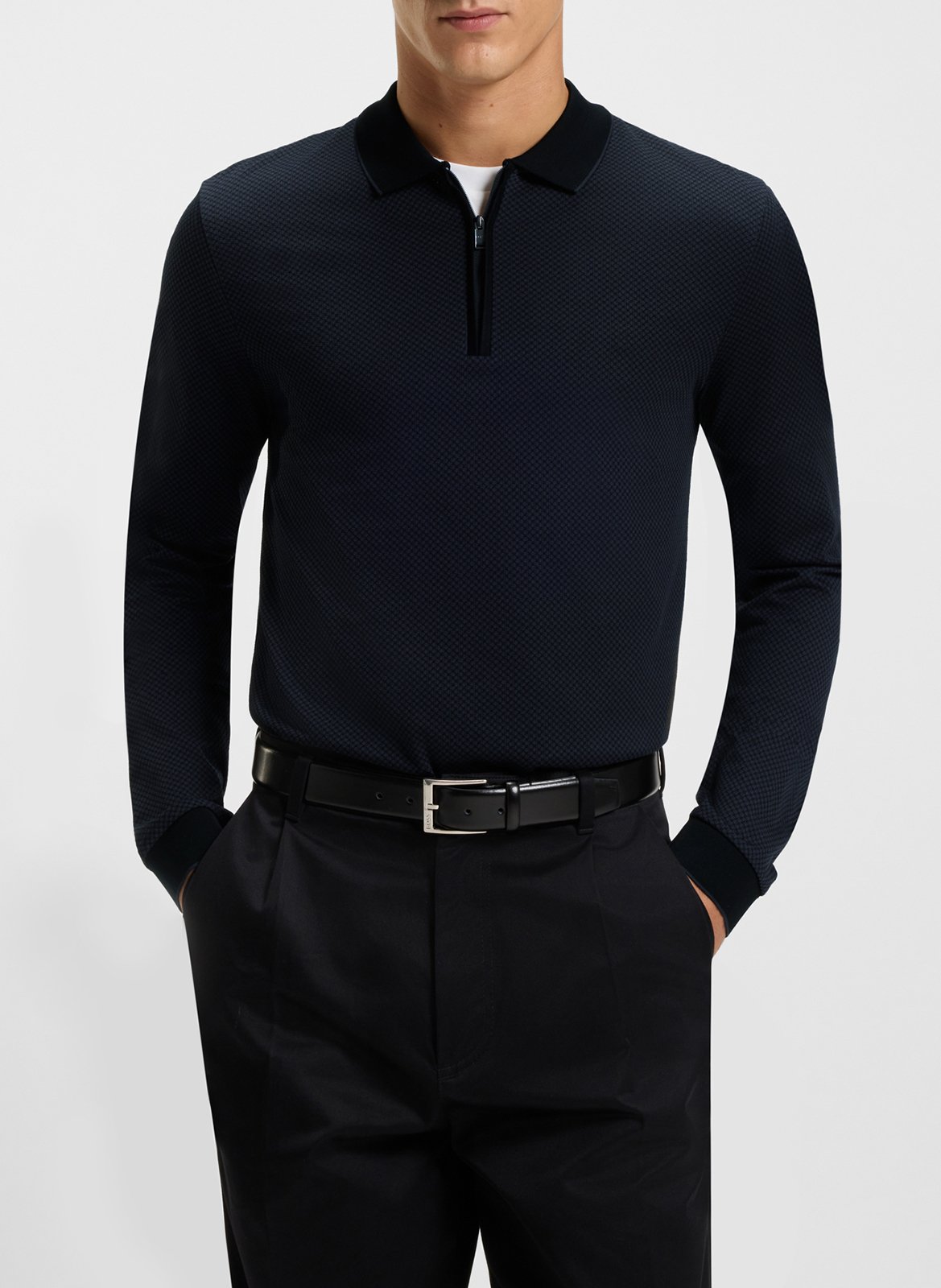 Polo ajusté en coton  Noir