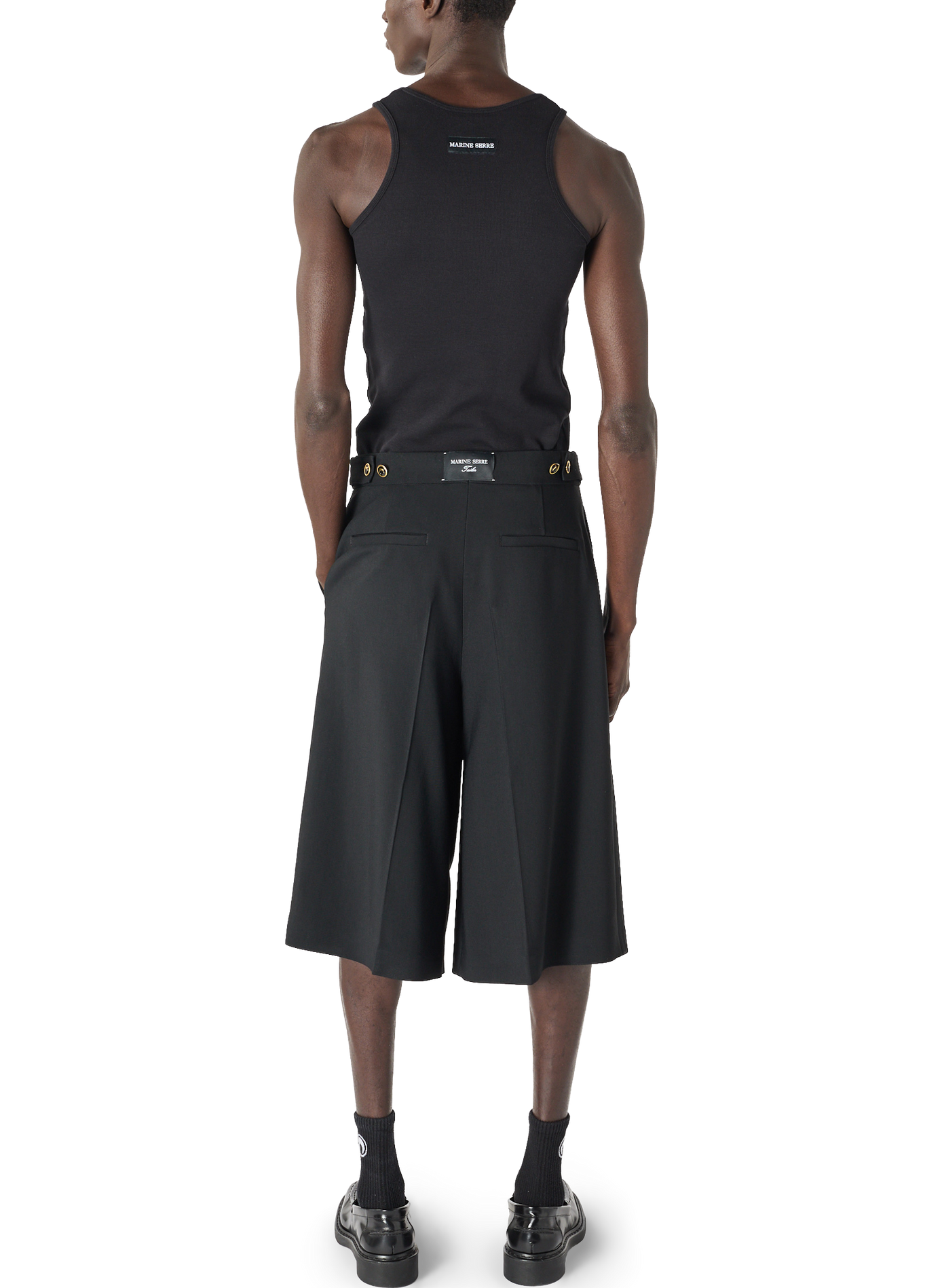 Bermuda tailleur en sergé de laine à plis | Noir MARINE SERRE Homme
