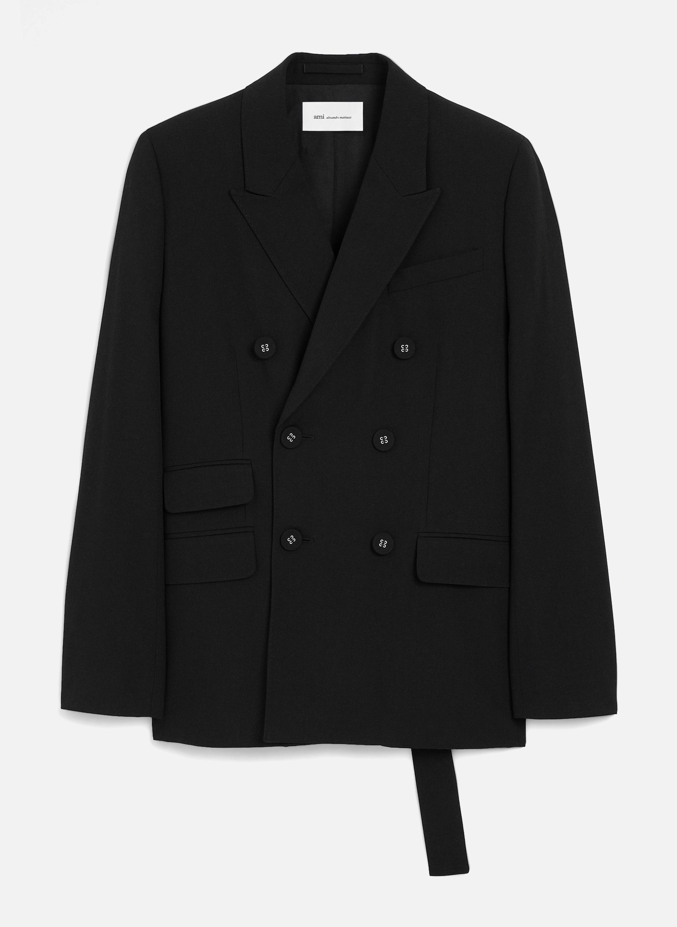 Veste double boutonnage en laine AMI PARIS Noir