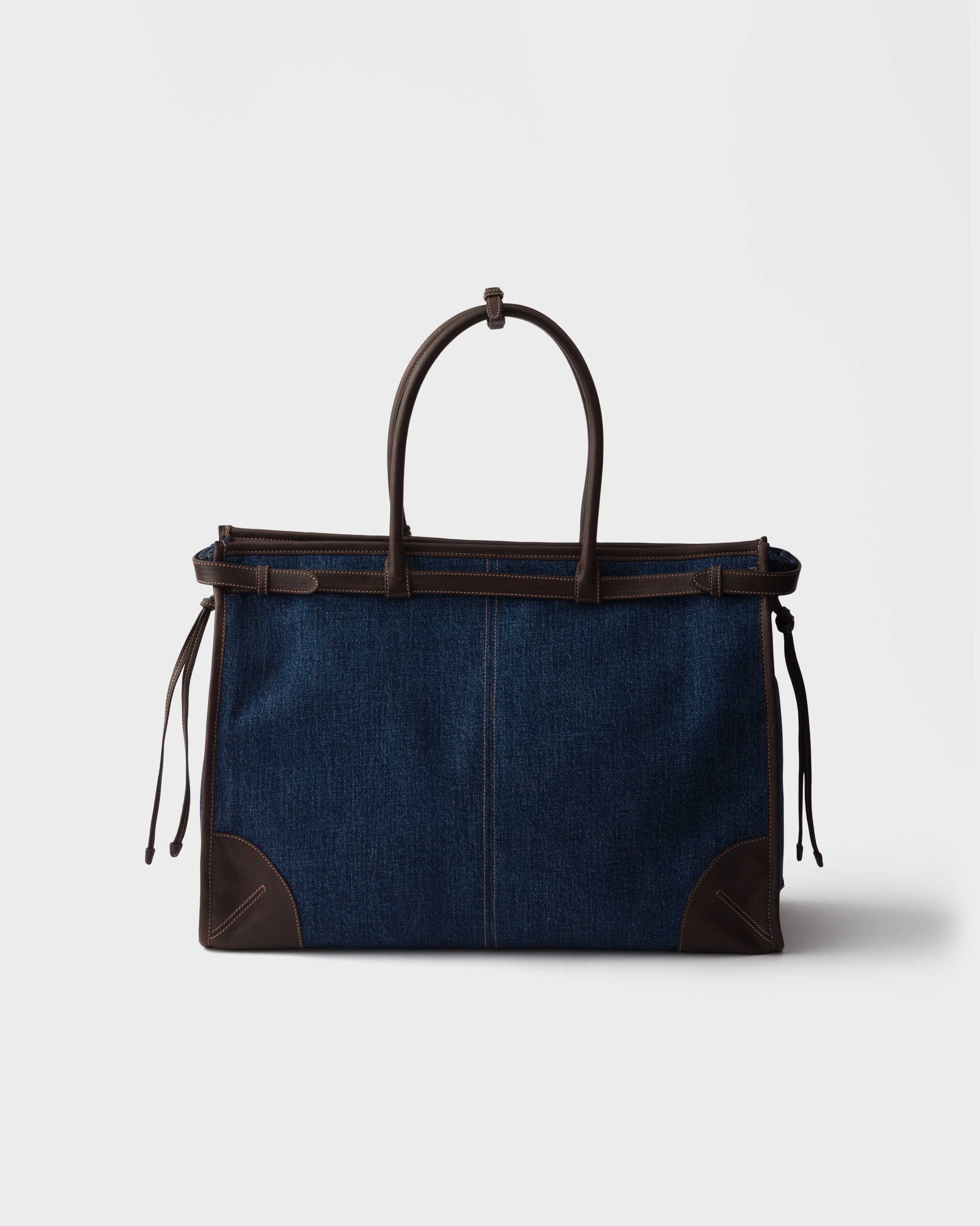 Cabas prada bonnie en denim et cuir PRADA Bleu