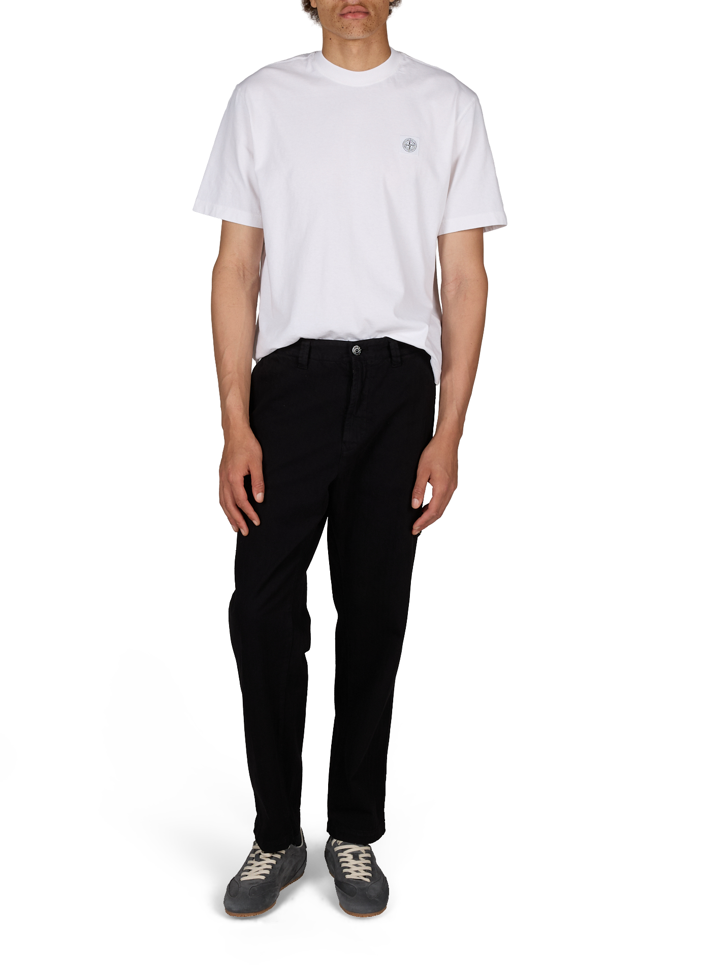 Gerader Rundhalsausschnitt T-Shirt aus Baumwolle STONE ISLAND Weiss