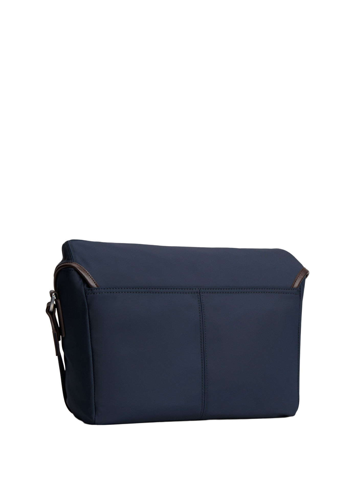 Solid messenger bag with logo patch in mixed leather TOMMY HILFIGER Blue