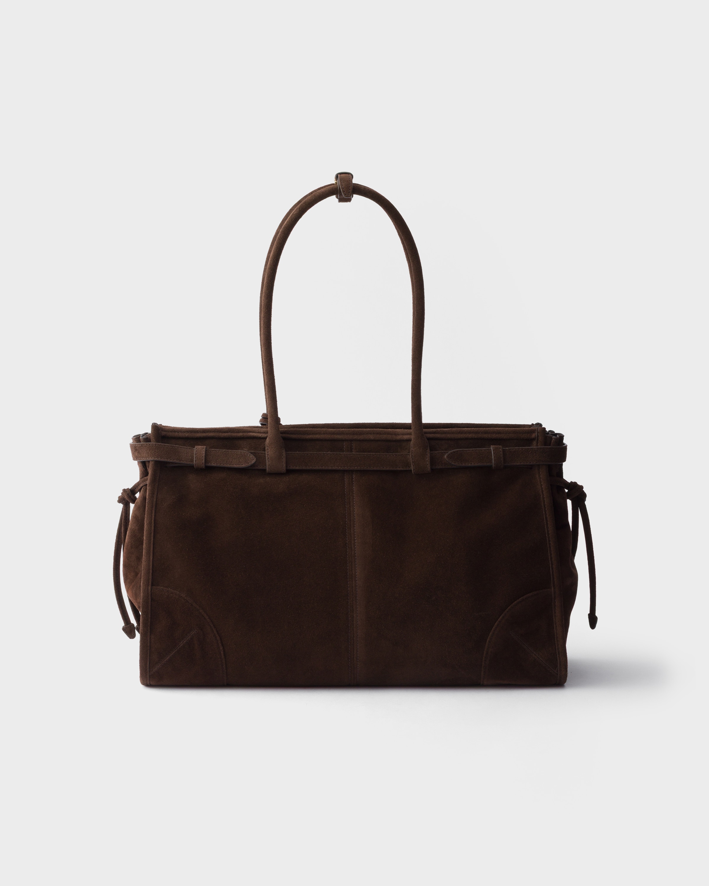Grand sac à main prada bonnie en veau velours PRADA Marron
