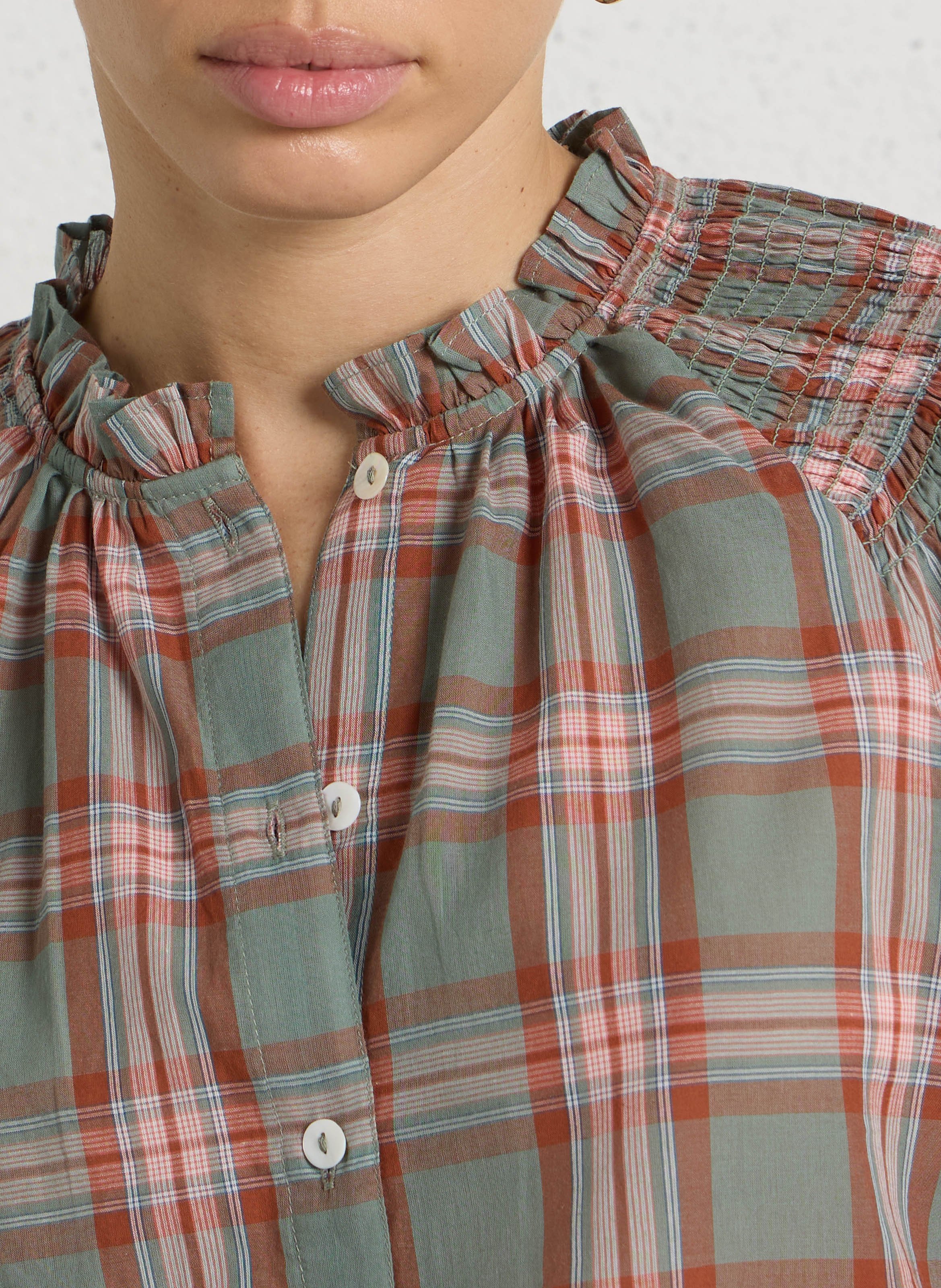 Chemise droite col montant en coton imprimé manon MAISON 123 Bleu