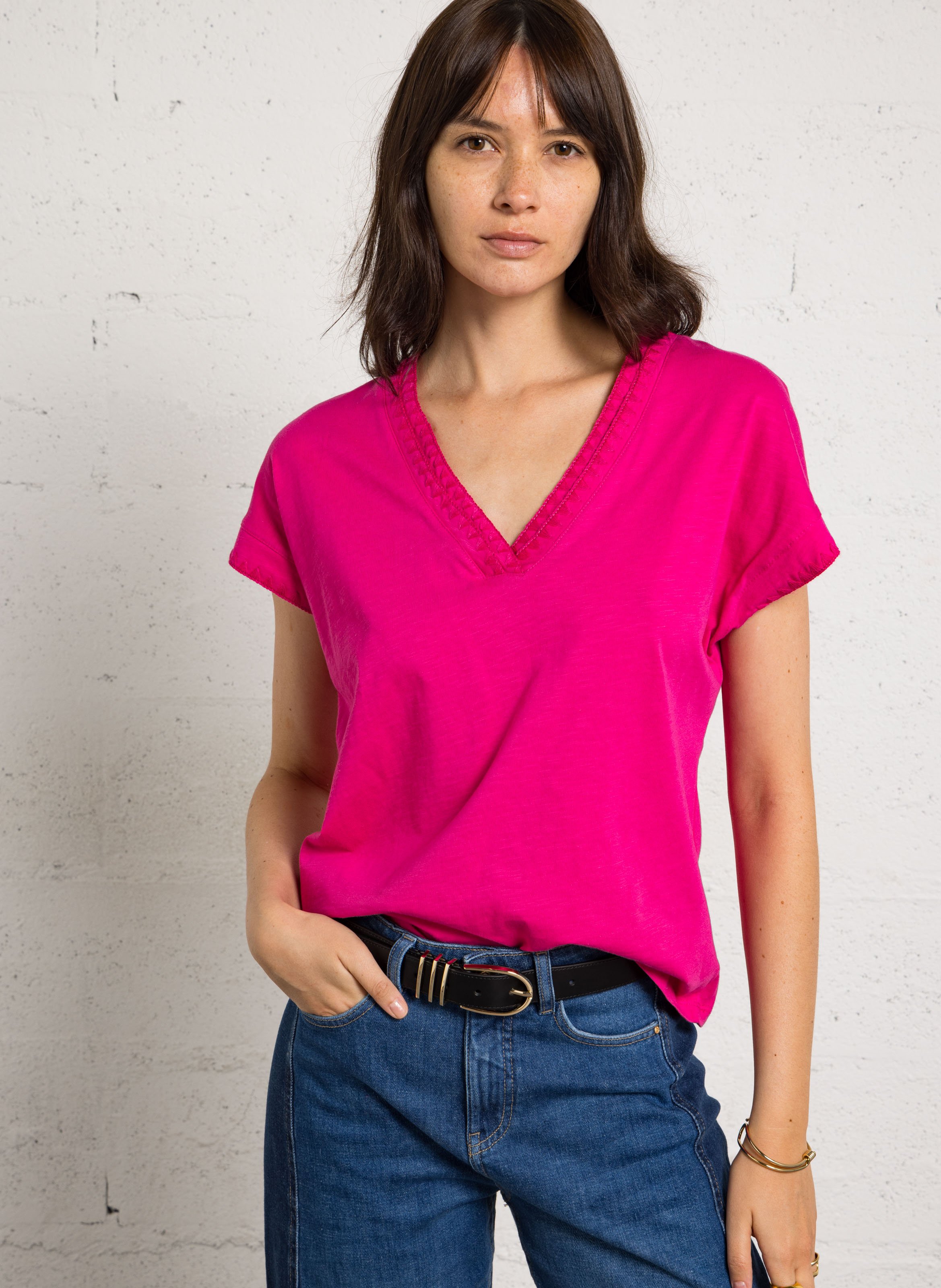 Tee-shirt droit en coton trystan MAISON 123 Rose