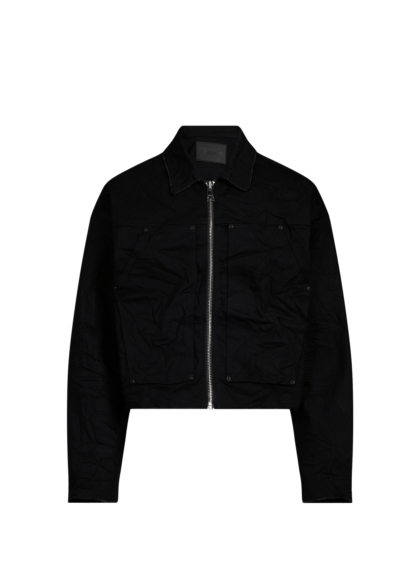 Crinkled jacket in blended cotton denim PURPLE BRAND Black