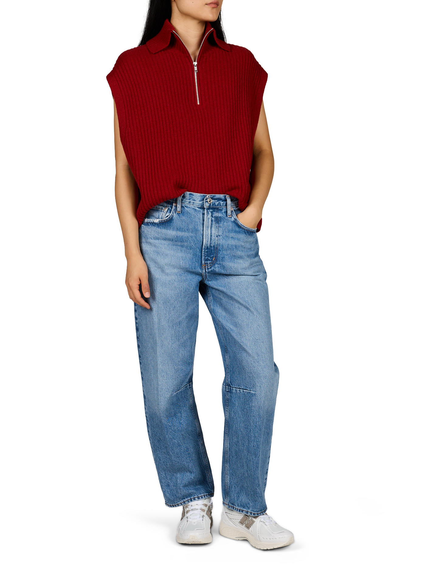 Oversized trui AMER K1584U van gemengde wol BELLEROSE Rood