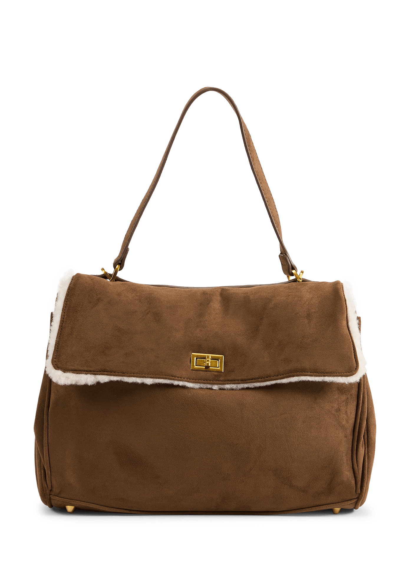 Flap suede effect handbag AU PRINTEMPS PARIS Brown