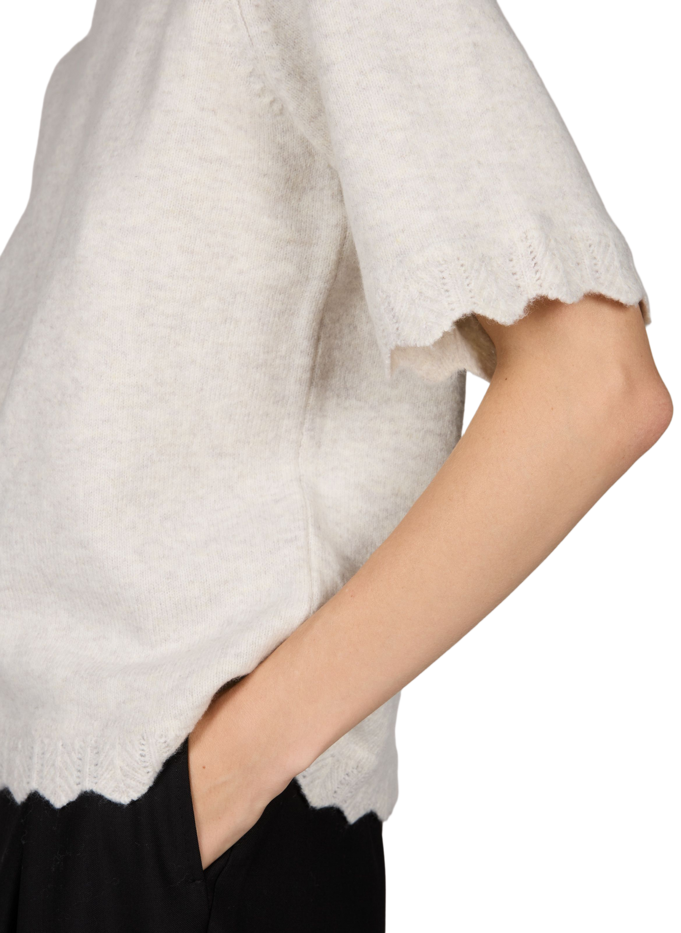 Round neck straight solid color sweater VILA Beige