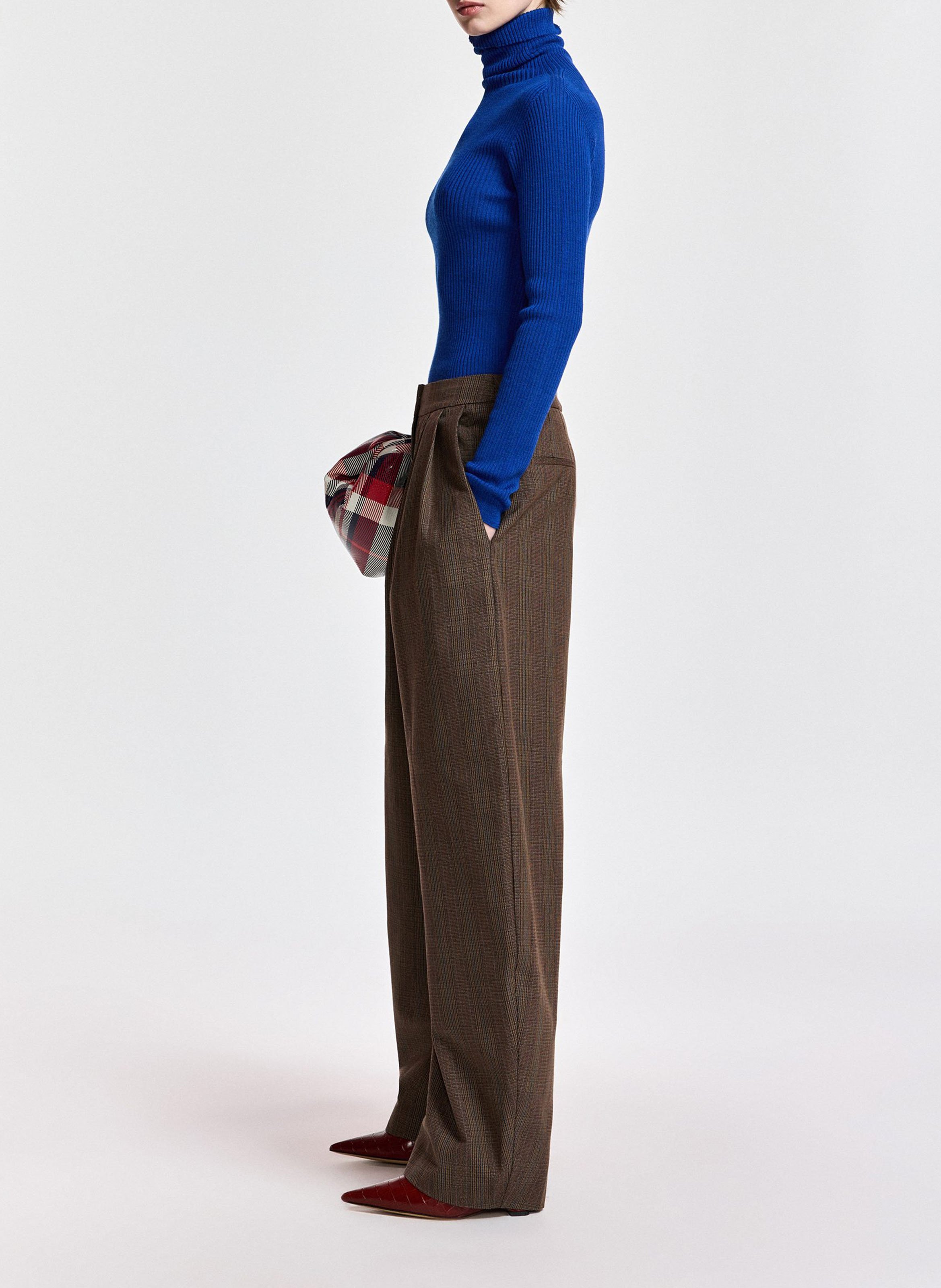 Pantalon barrel à carreaux karol2 ESSENTIEL ANTWERP Marron