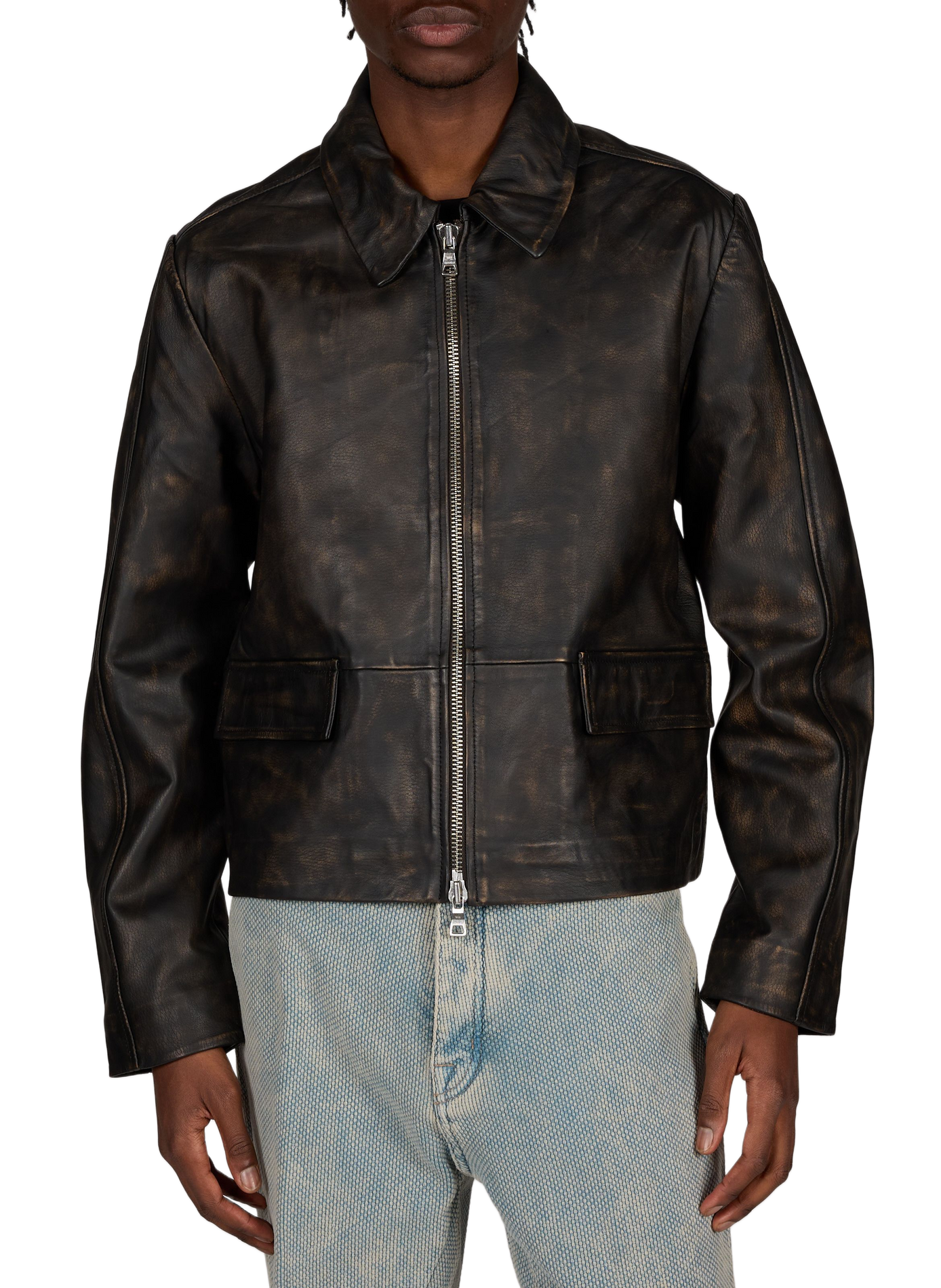 Veste en cuir oversize WON HUNDRED Marron
