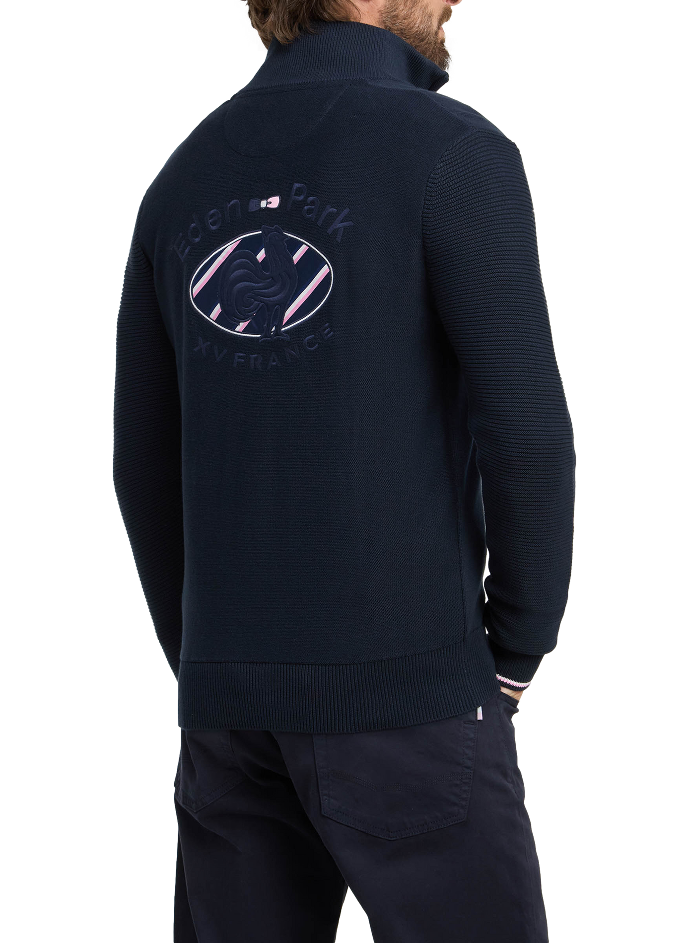 Pull col camionneur en coton EDEN PARK Blauw