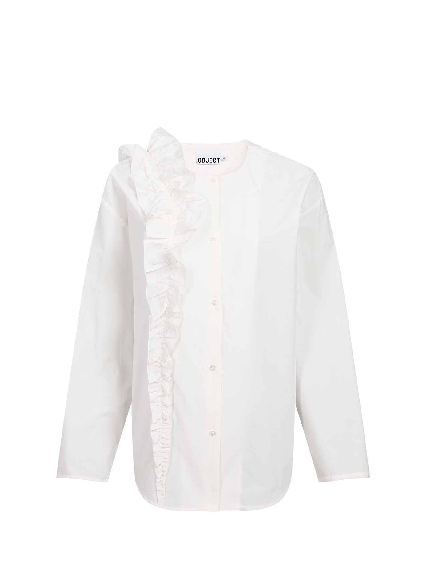 Weite Bluse mit Rundhalsausschnitt aus Baumwolle OBJECT Weiss