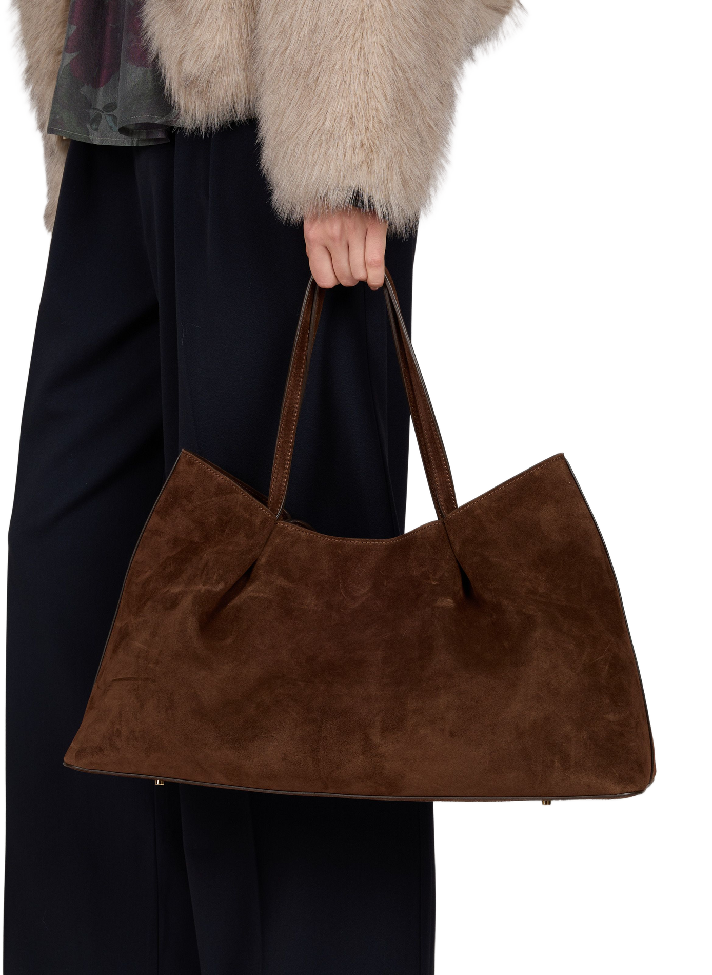 Dimple Tote Suede leather tote bag ELLEME Brown
