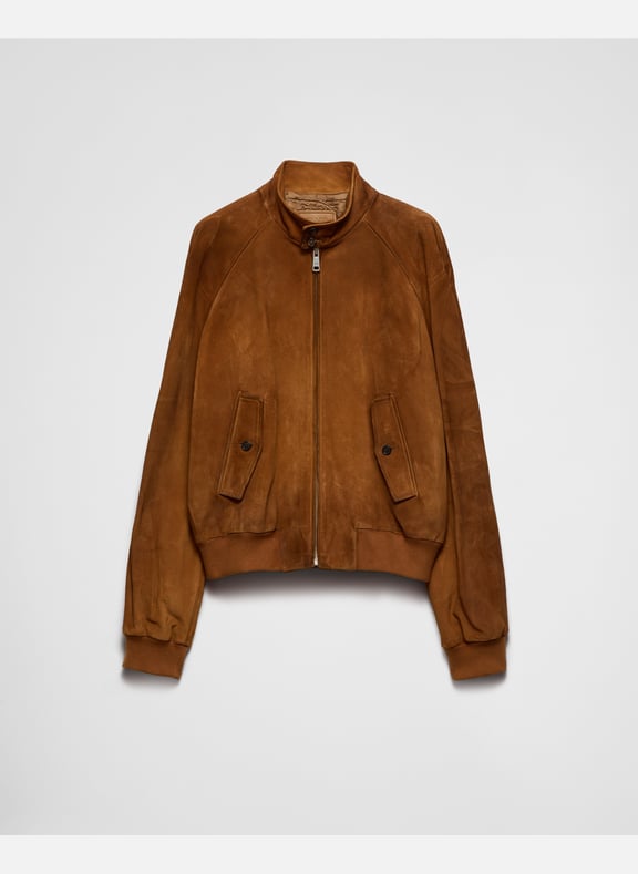 Bomber en veau velours Marron by PRADA PRADA Bomber en veau velours Marron