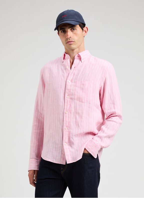 Striped linen shirt Pink by GANT GANT Striped linen shirt Pink