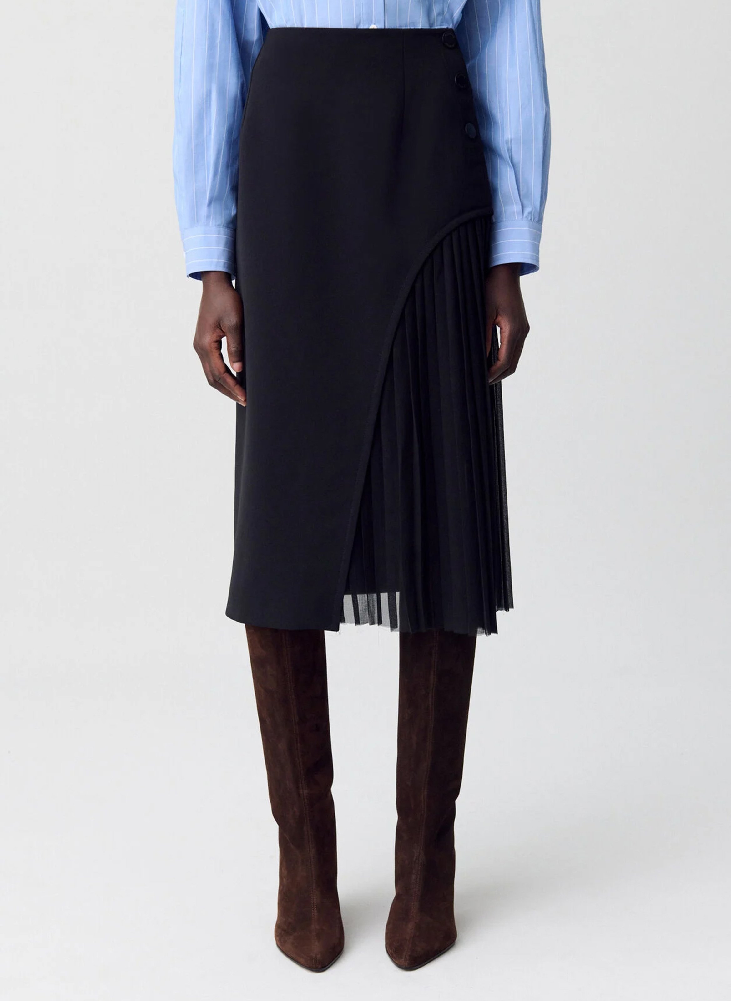 CLAUDIE PIERLOT Jupe midi plissée simona Noir