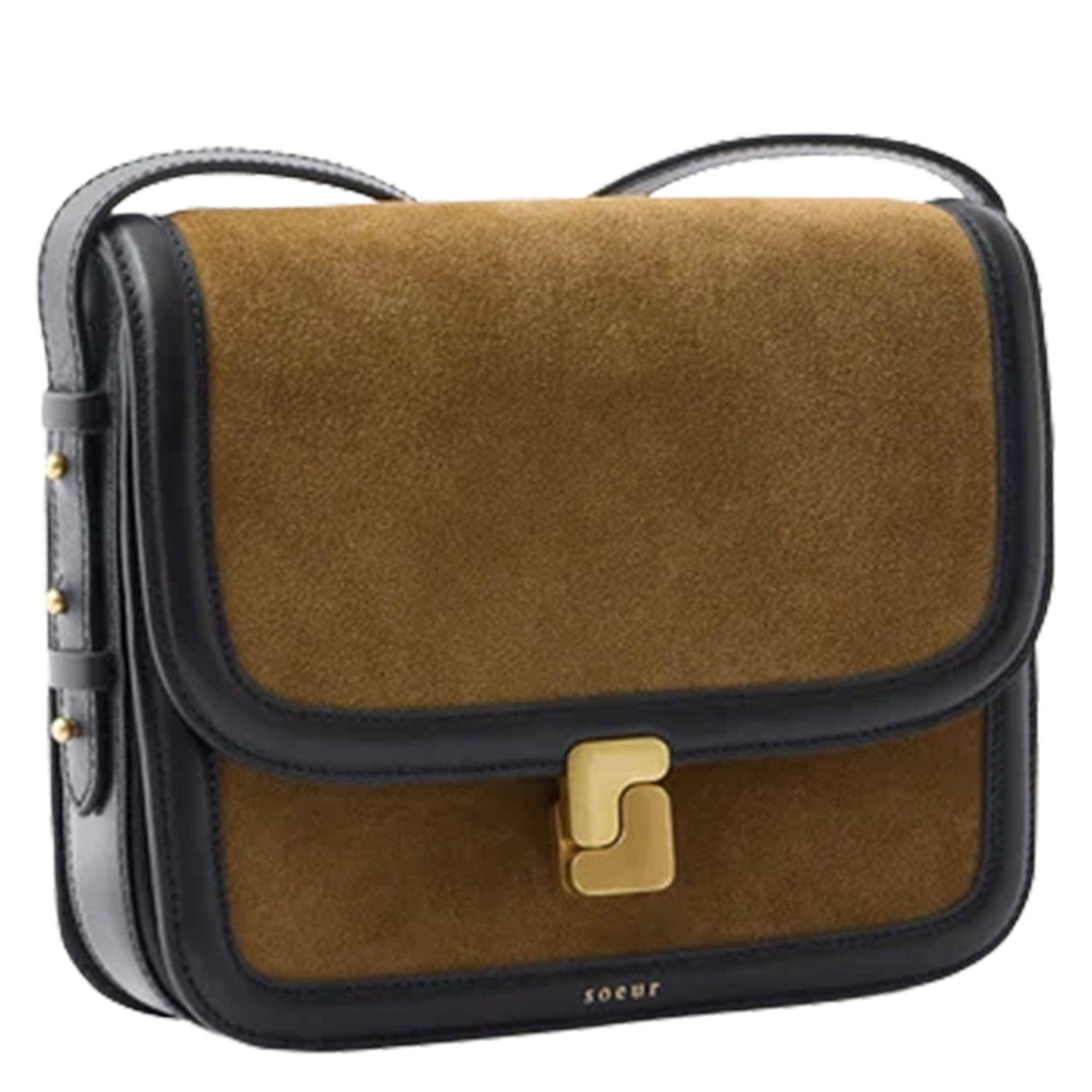 Sac bandoulière à rabat en cuir bellissima maxi SOEUR Marron