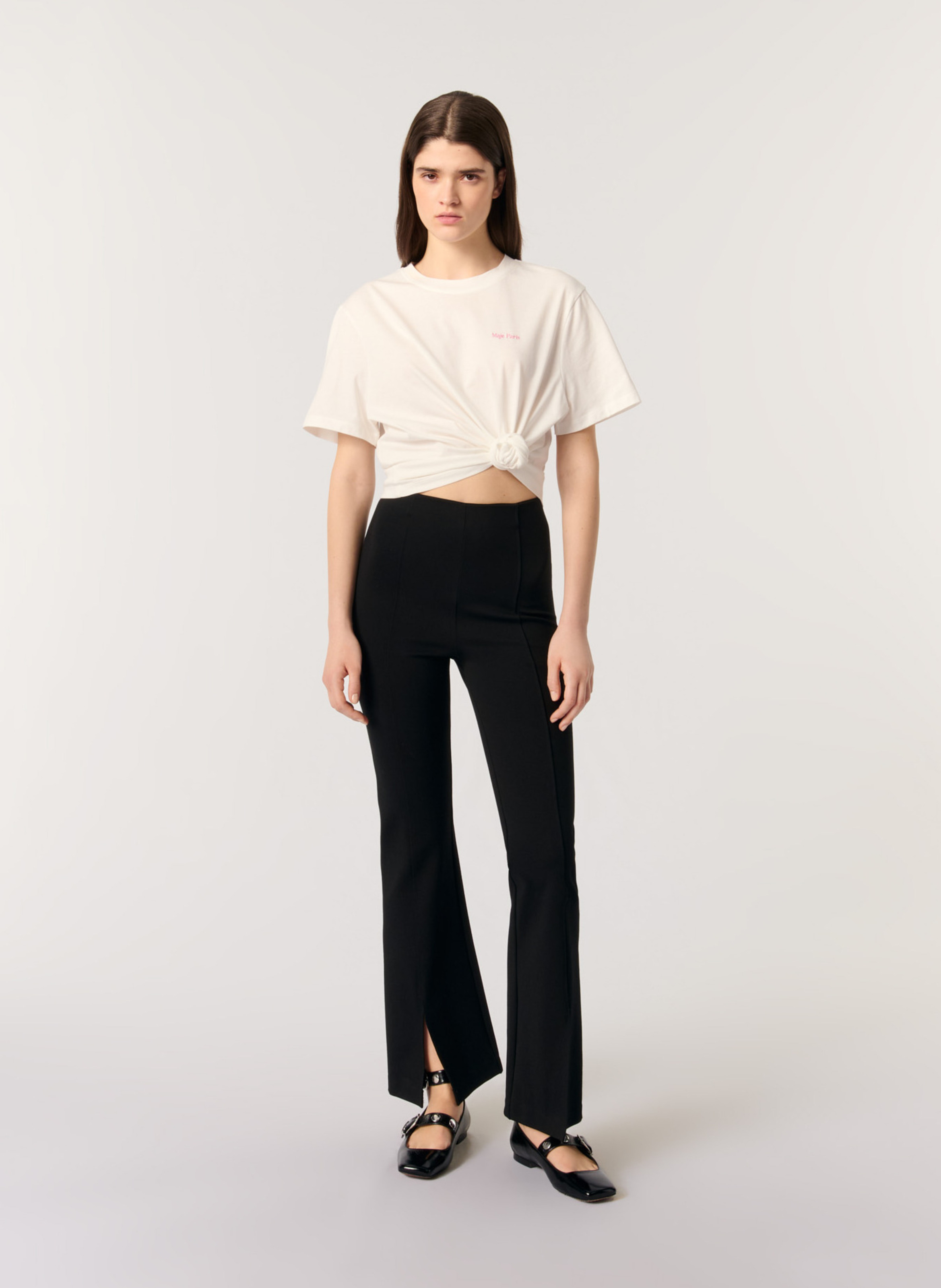 Pantalon fllare fendu MAJE Noir