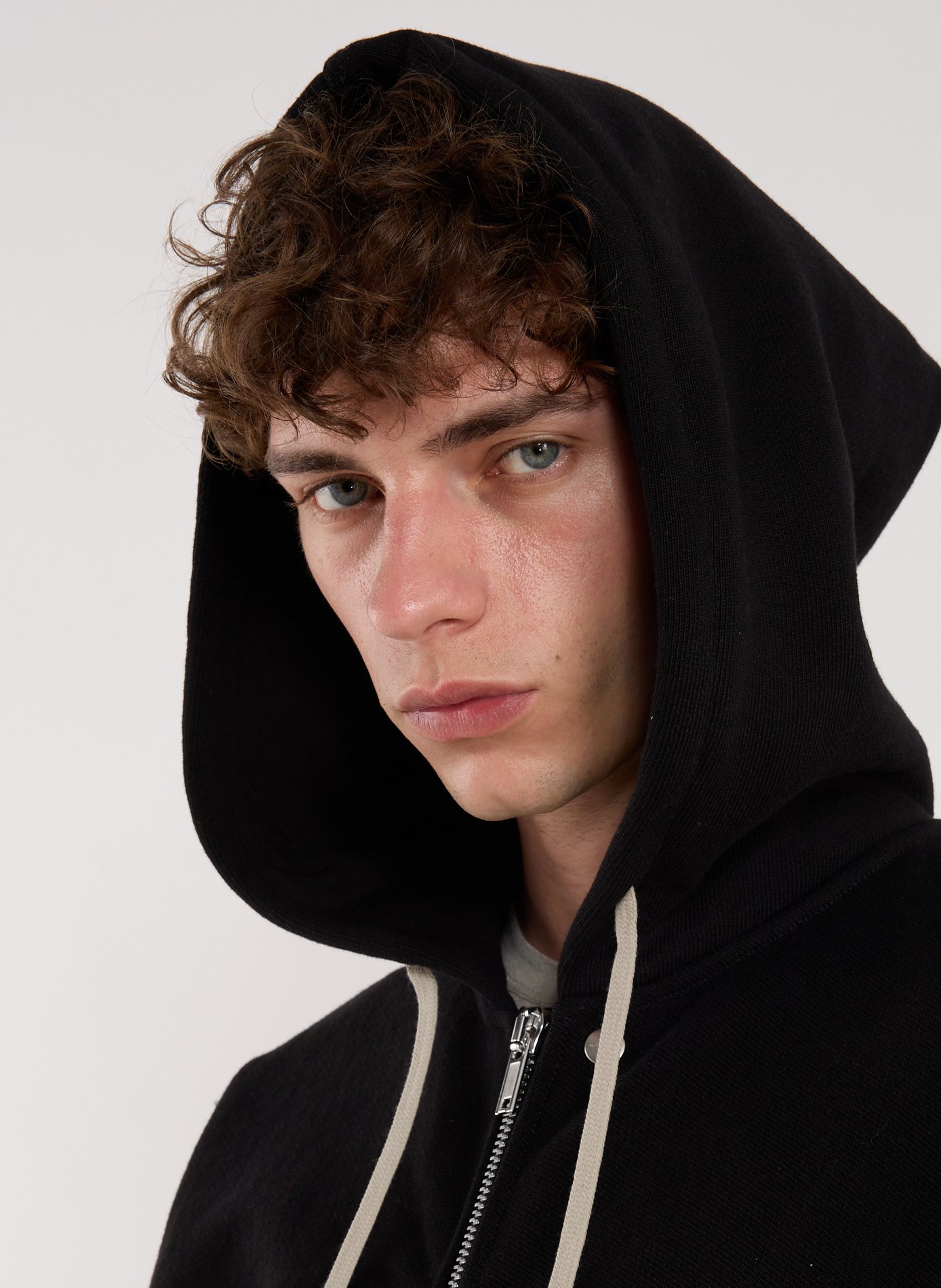 Cotton and nylon hoodie with zip RICK OWENS Black