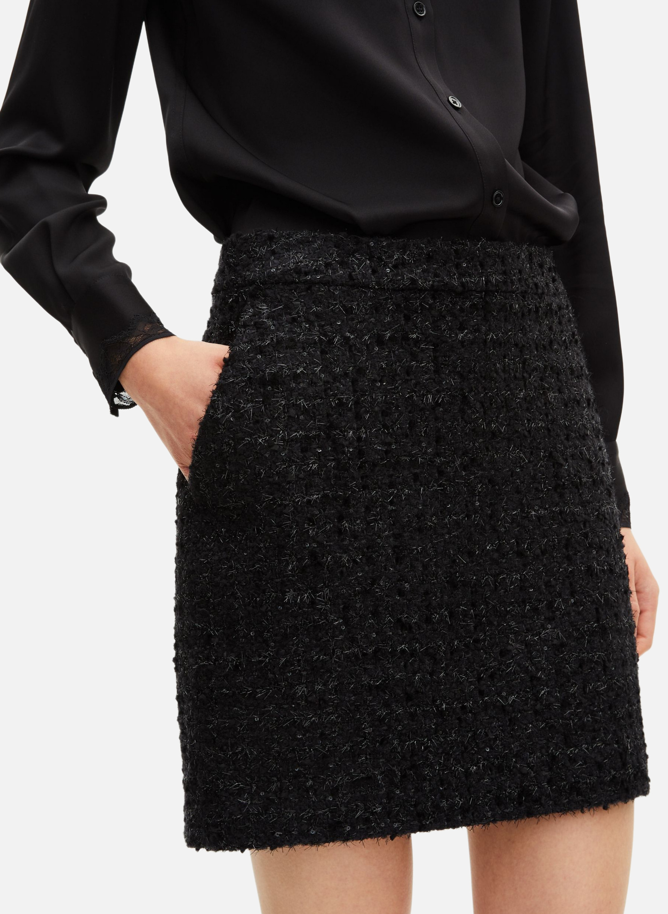 Jupe courte en tweed brillant THE KOOPLES Noir