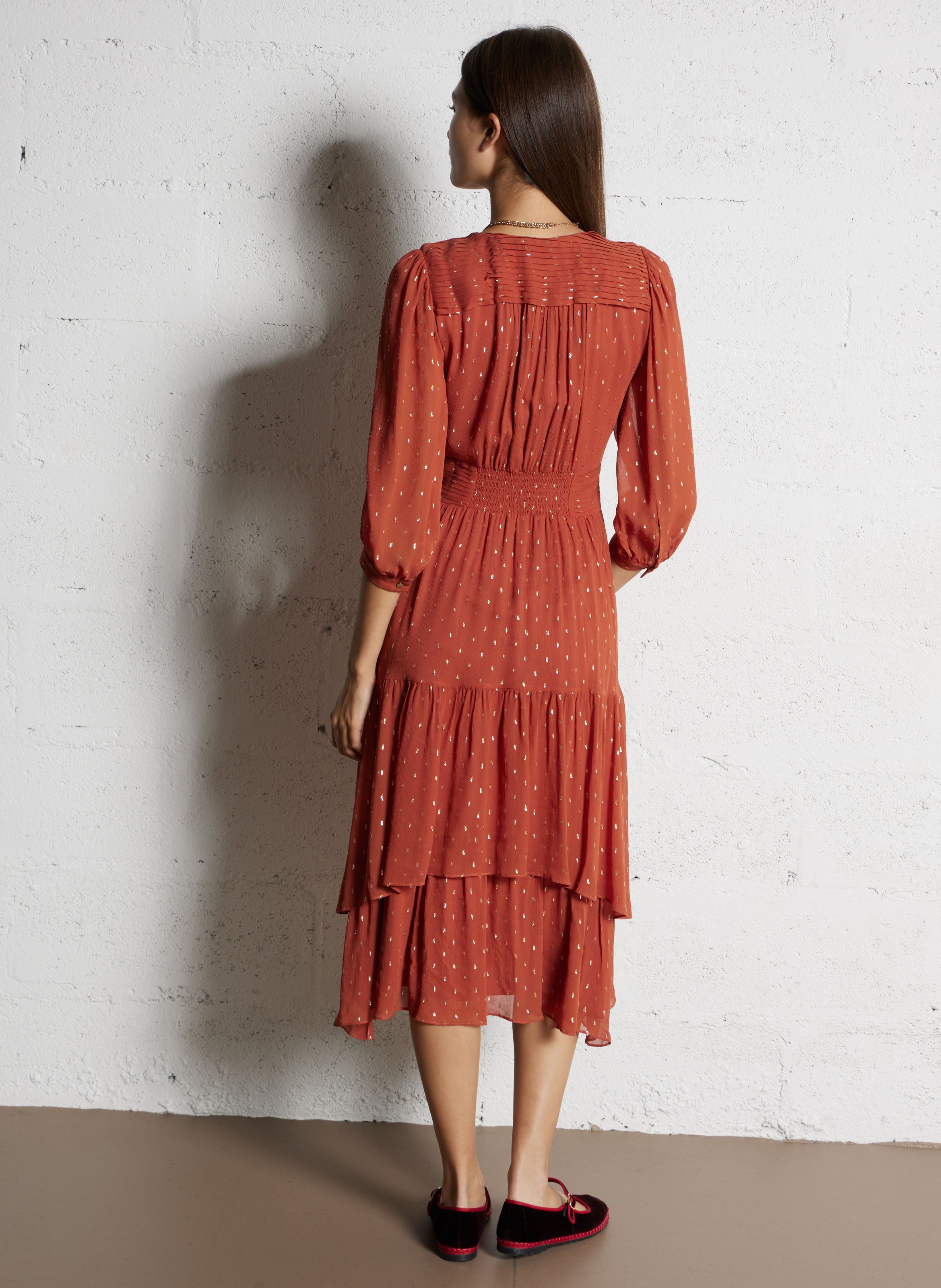 Robe longue col v maia BA&SH Marron