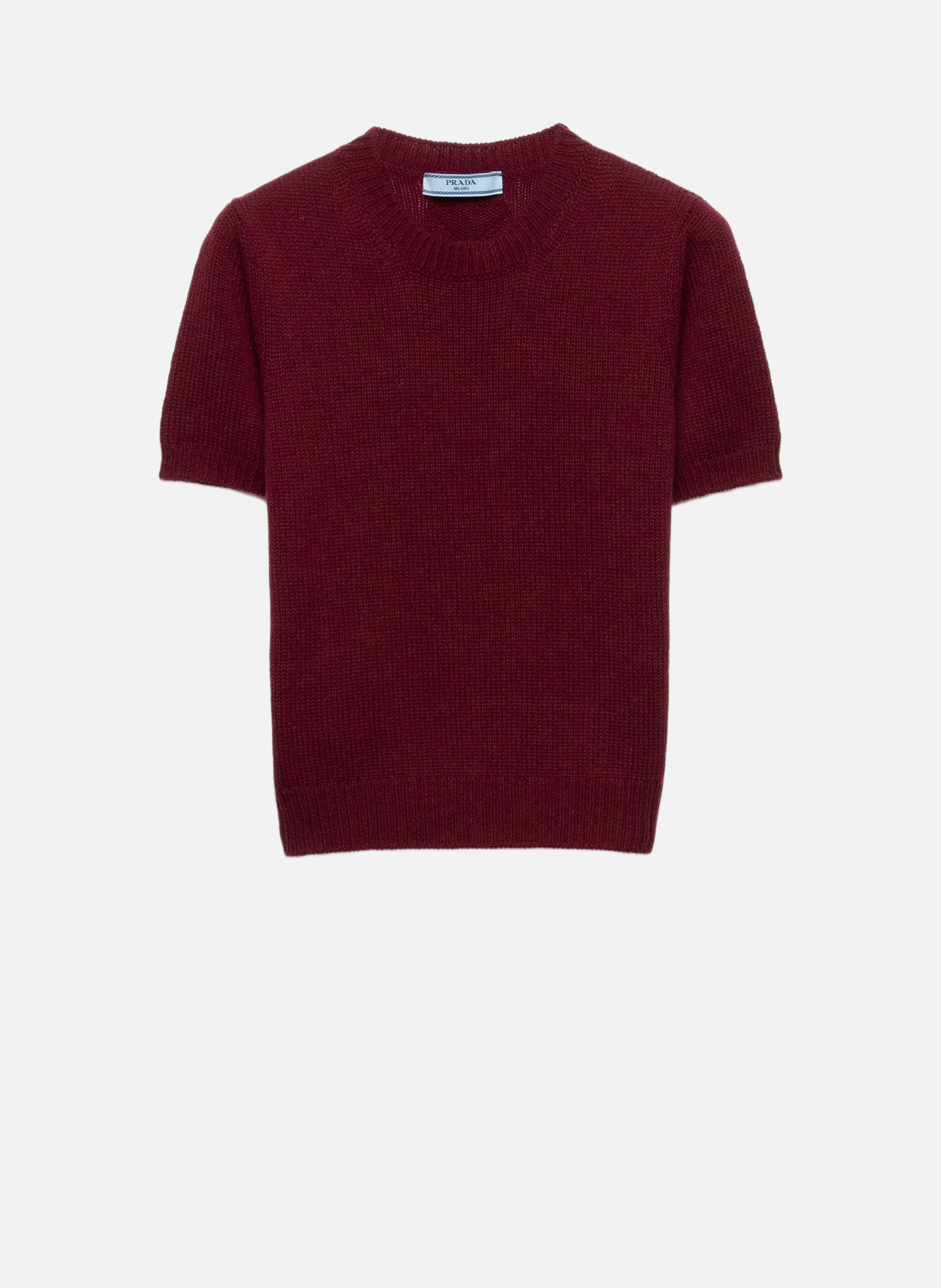 Pull à manches courtes en cachemire PRADA Rouge