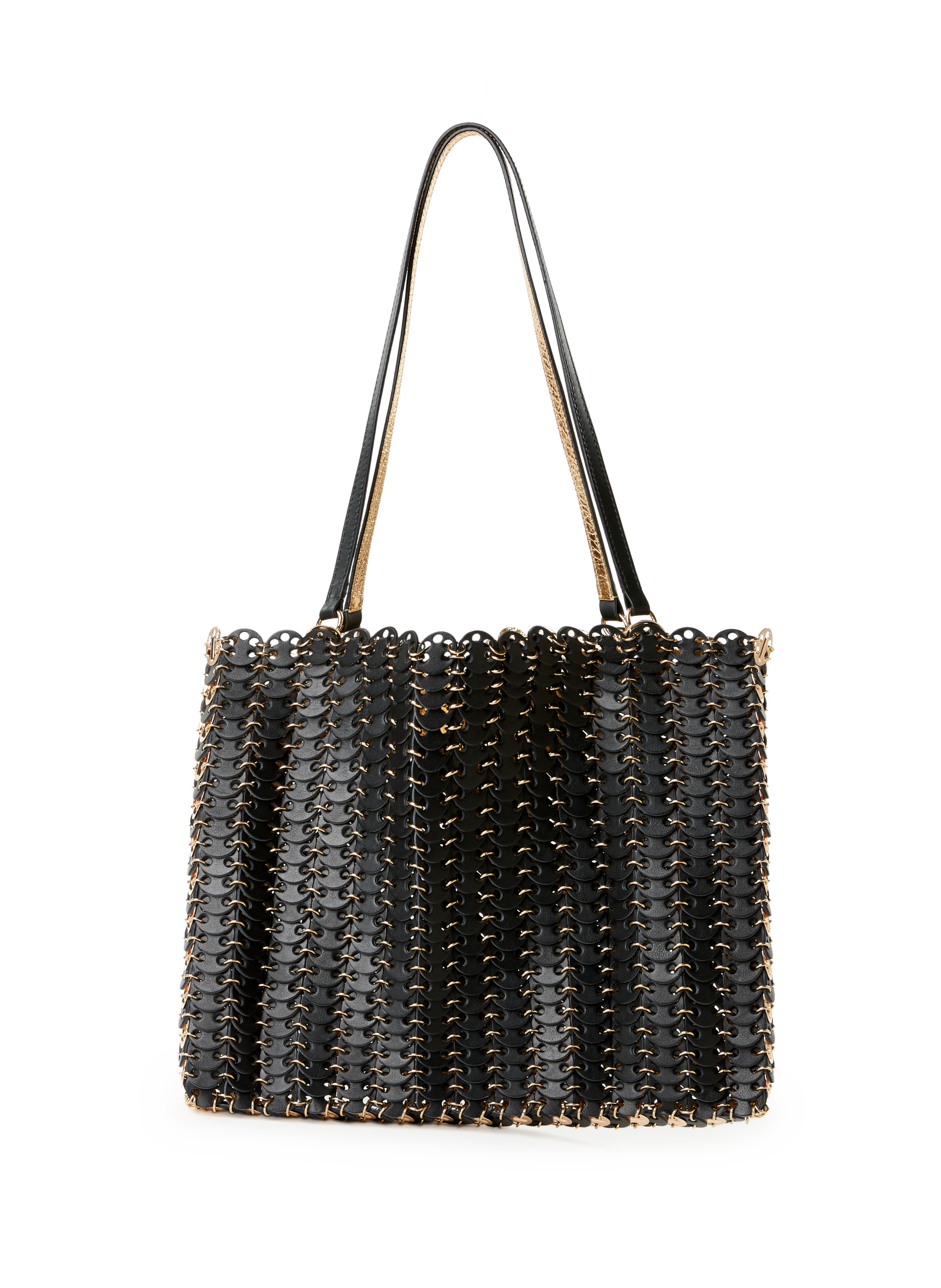 RABANNE Sac épaule en cuir et laiton mélangés Black