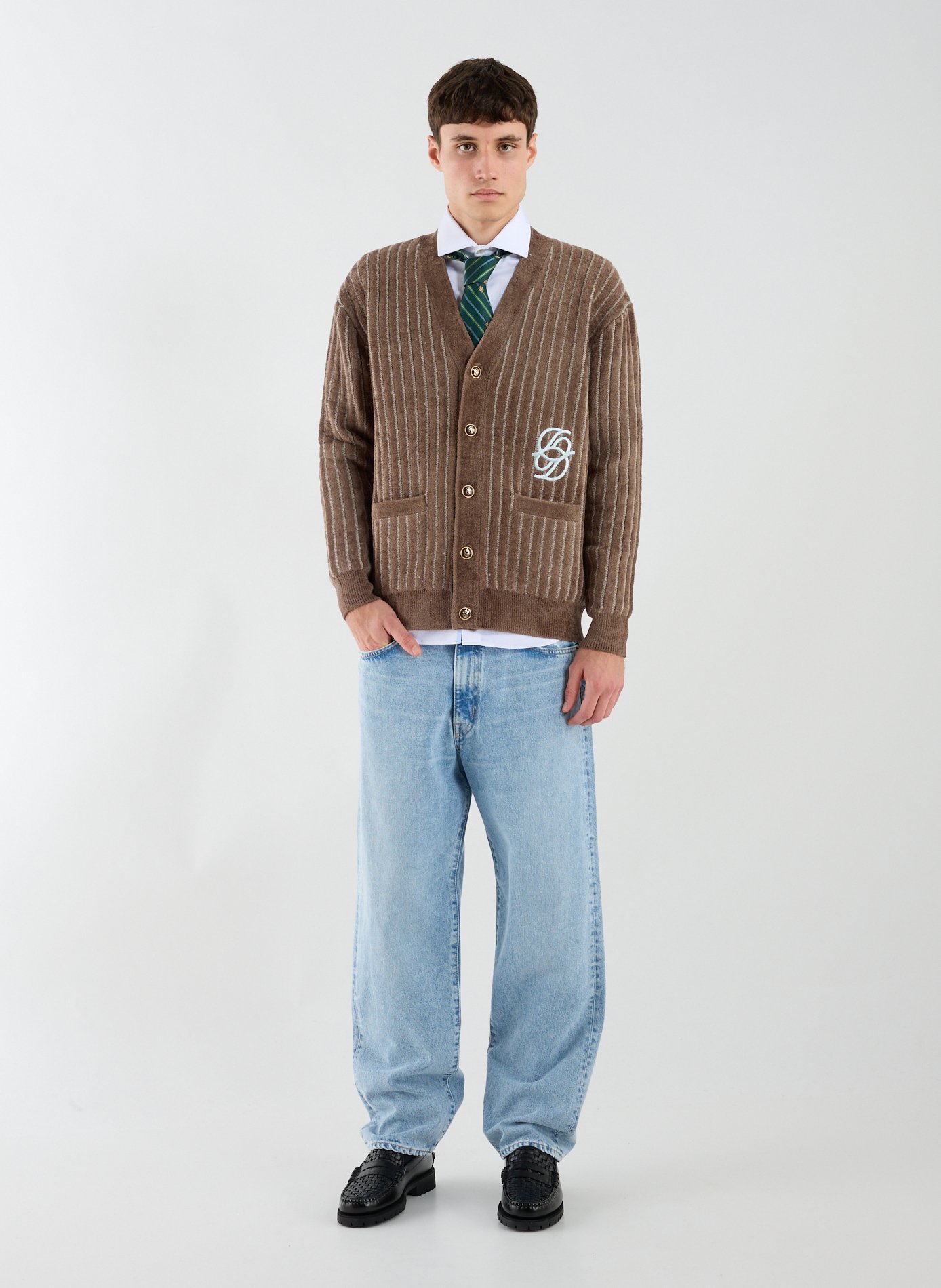 Cardigan rayé DROLE DE MONSIEUR Kaki