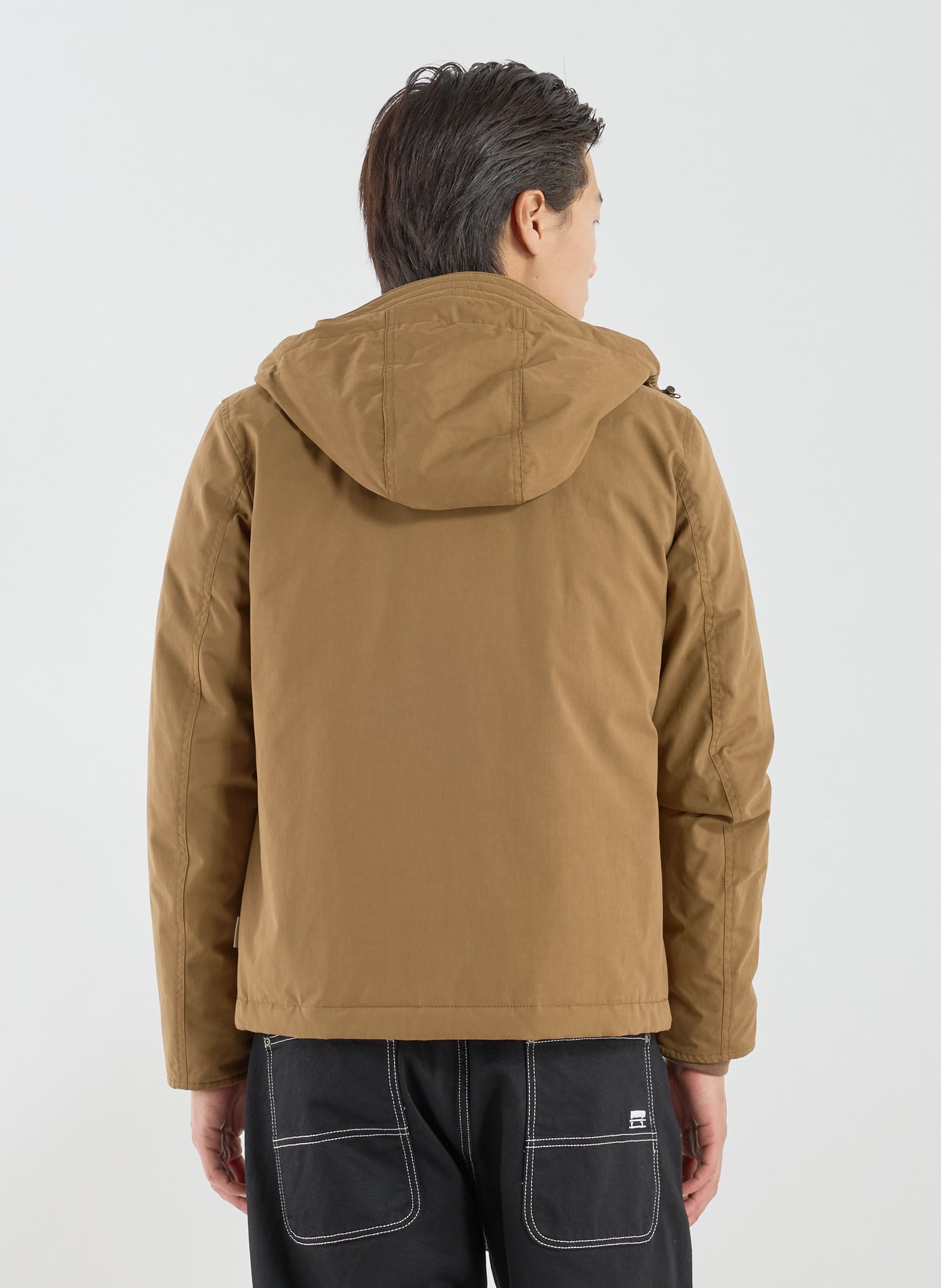Jacket with high collar and hood WOOLRICH Brown