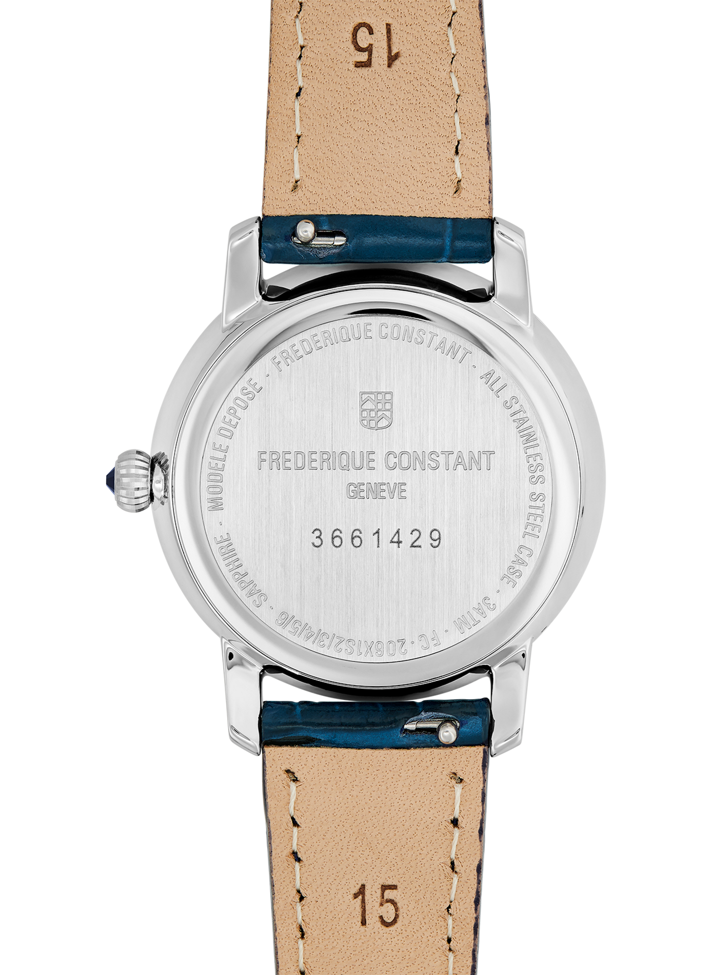 Montre quartz Slimline Ladies Moonphase bracelet en cuir FREDERIQUE CONSTANT Noir