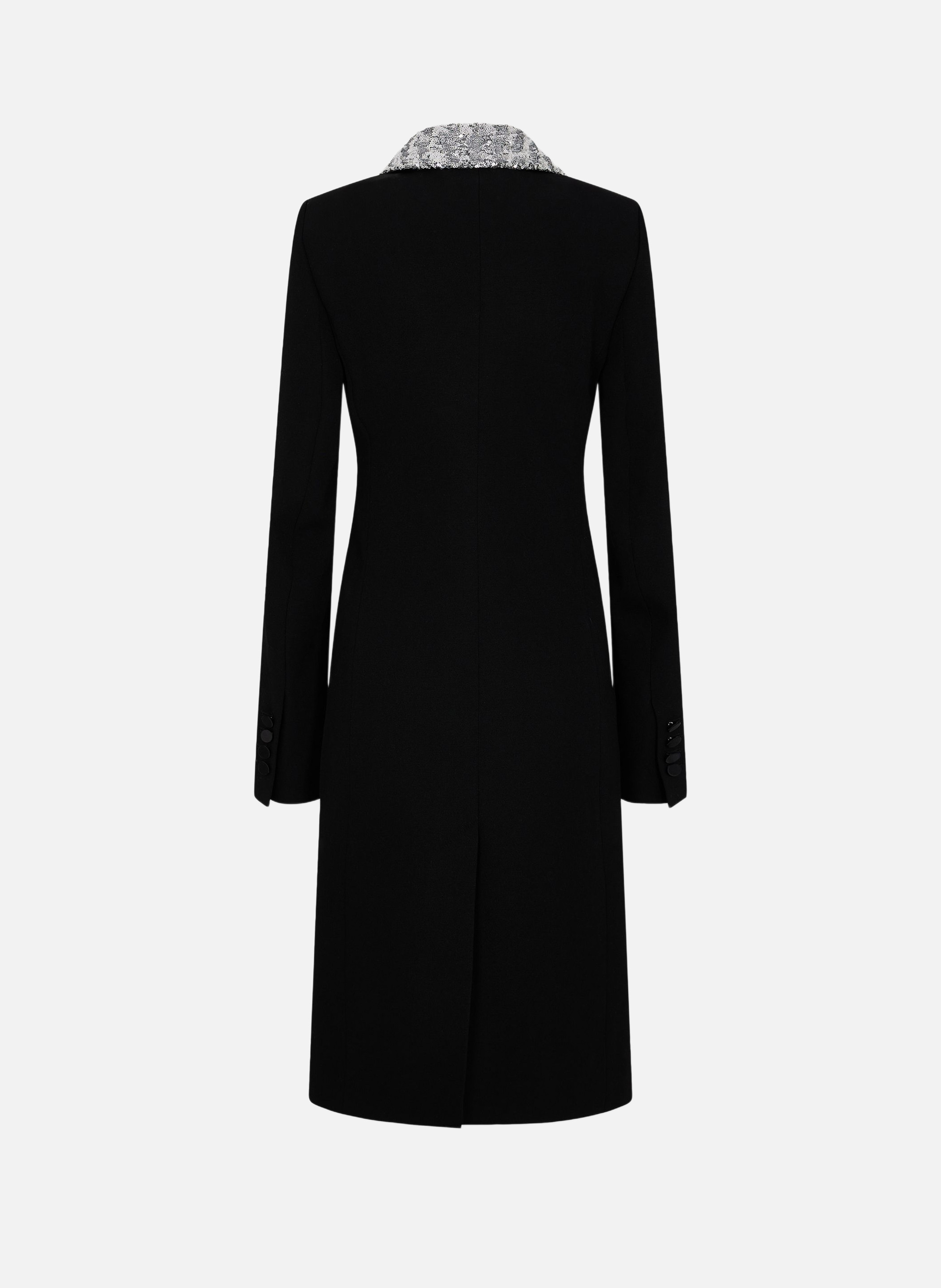 Manteau en laine avec col à sequins RABANNE Noir