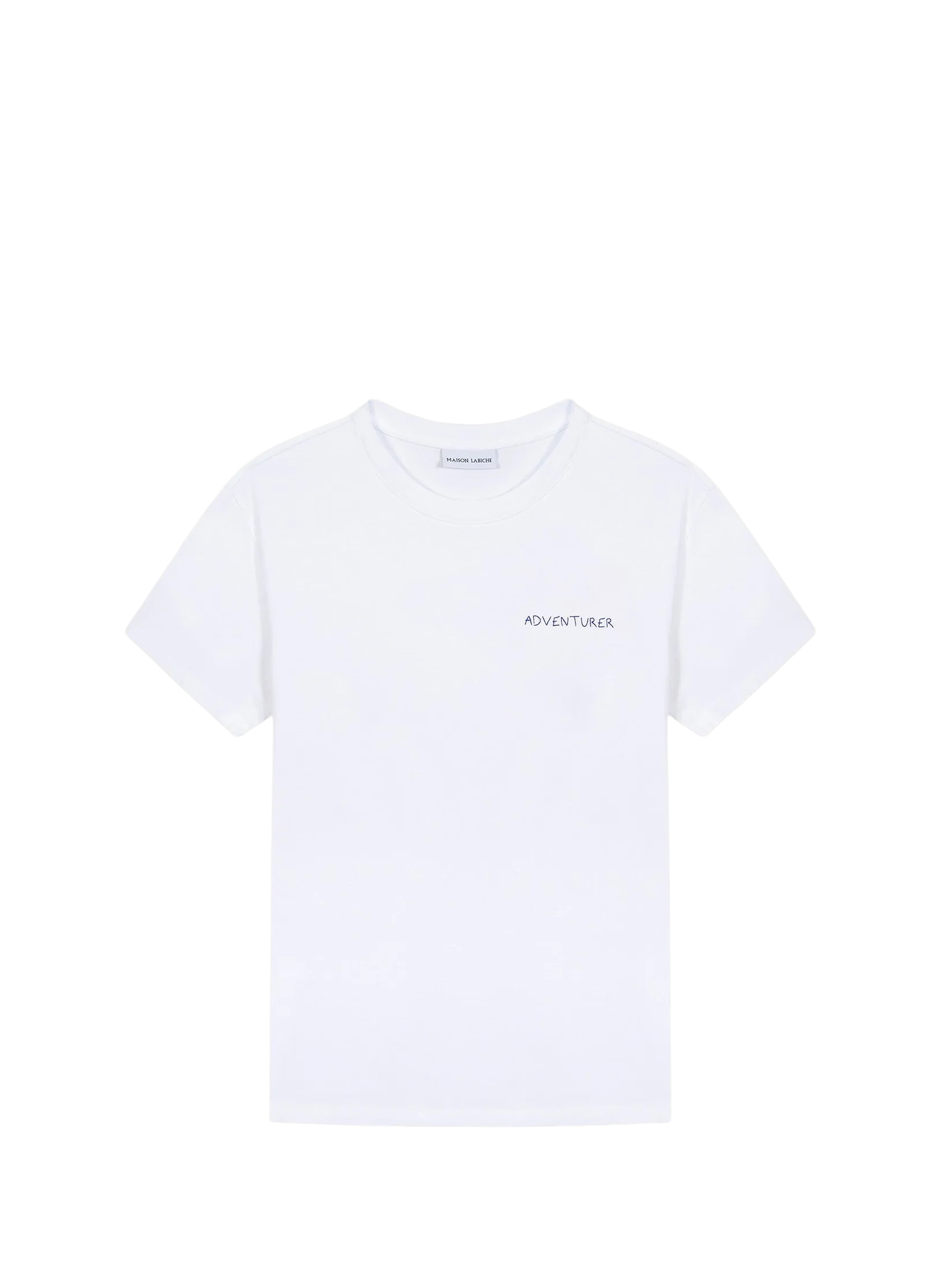 <p>T-shirt <strong>embroidered Adventurer</strong> in organic cotton</p> MAISON LABICHE White